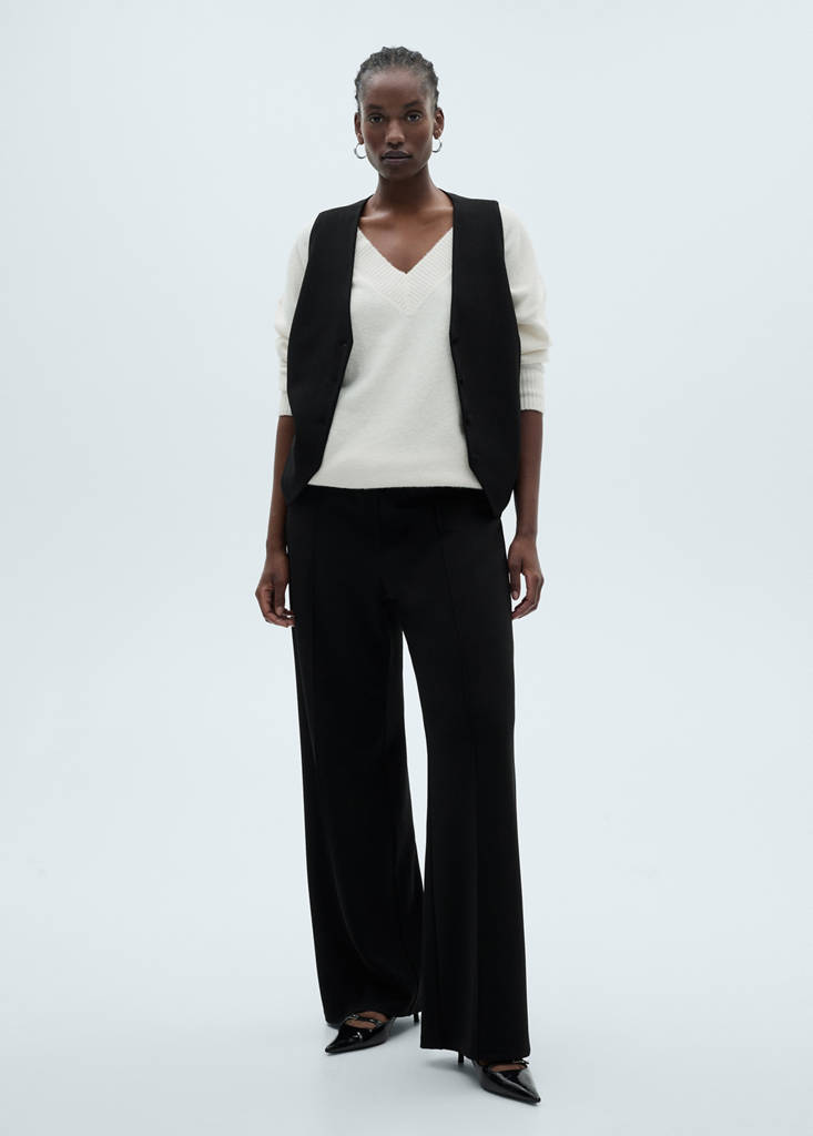 Straight knitted trousers — Black