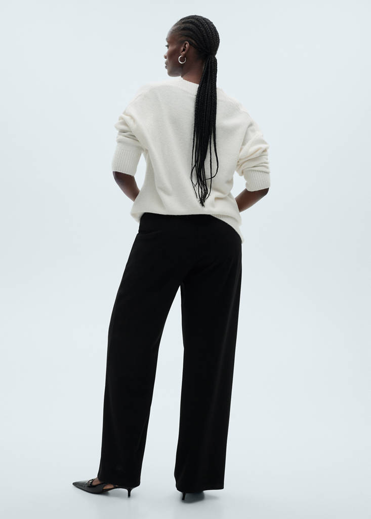 Straight knitted trousers — Black