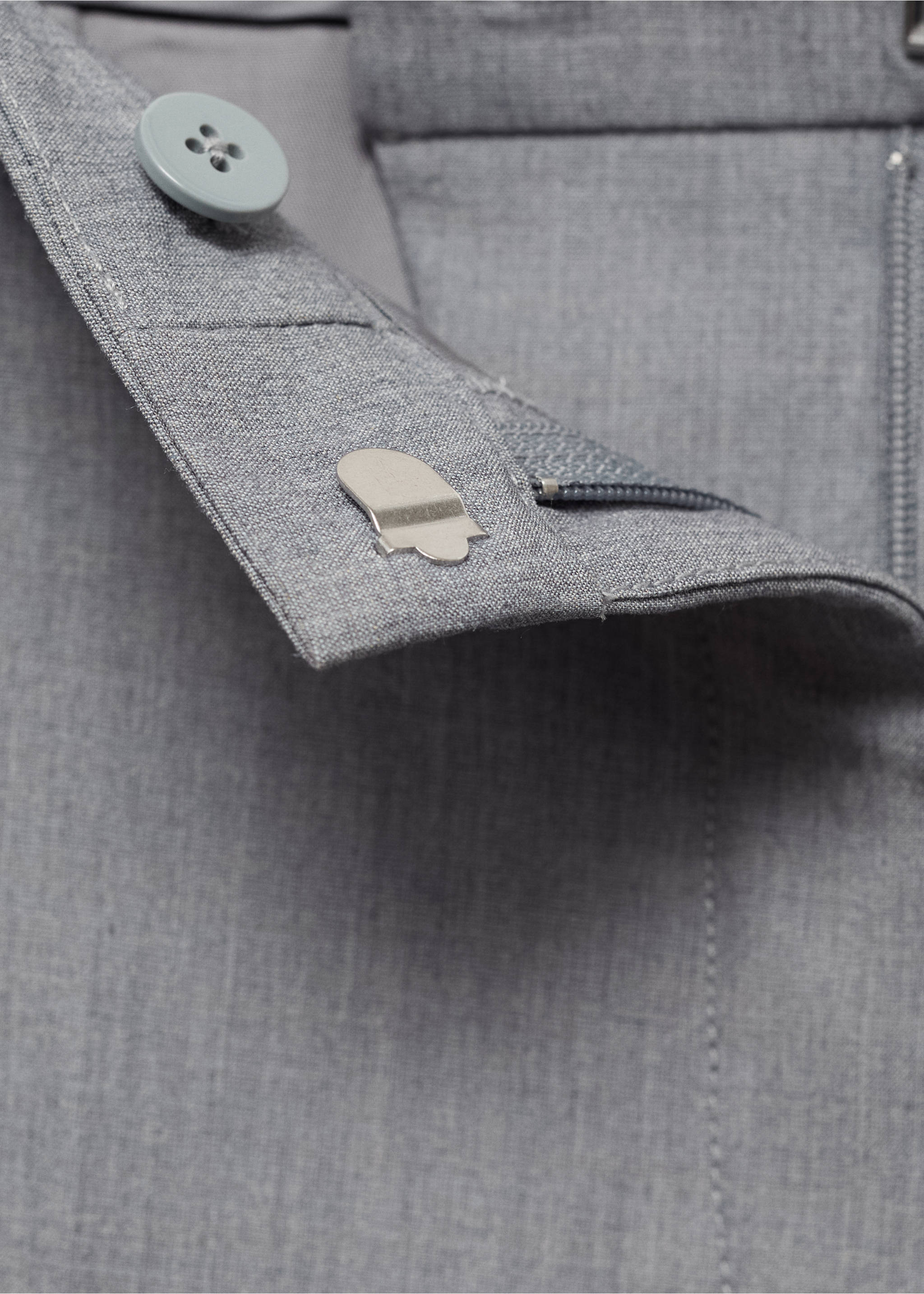 Düz kesim kumaş pantolon - Ürün detayı 8, Gri. Ref: 87073292-00.