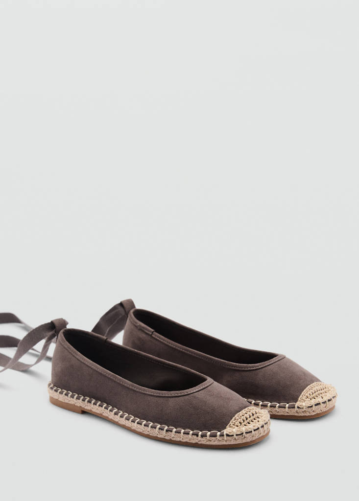 Lace-up cotton espadrilles — Charcoal
