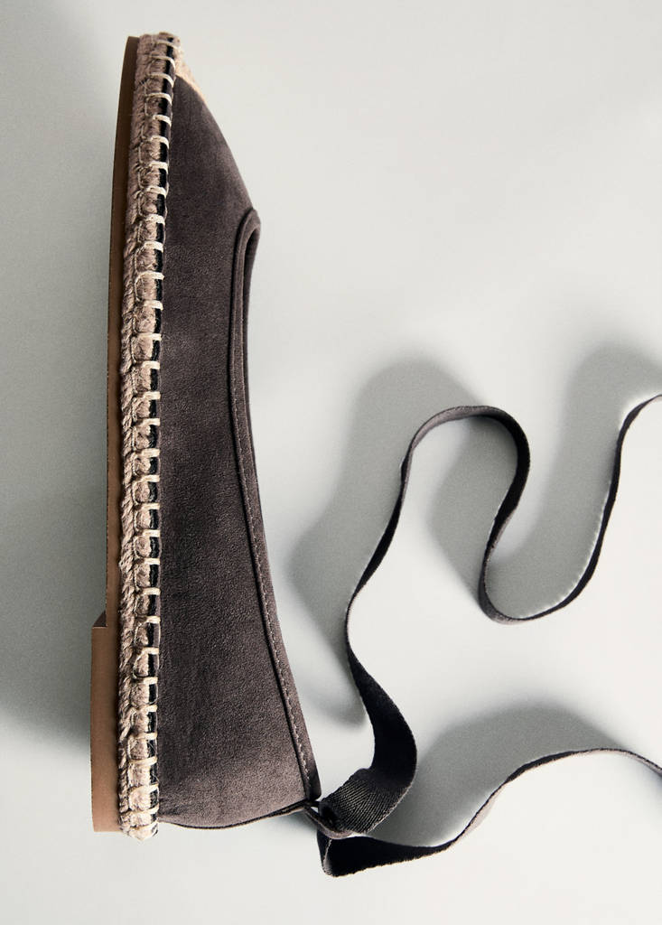 Lace-up cotton espadrilles — Charcoal