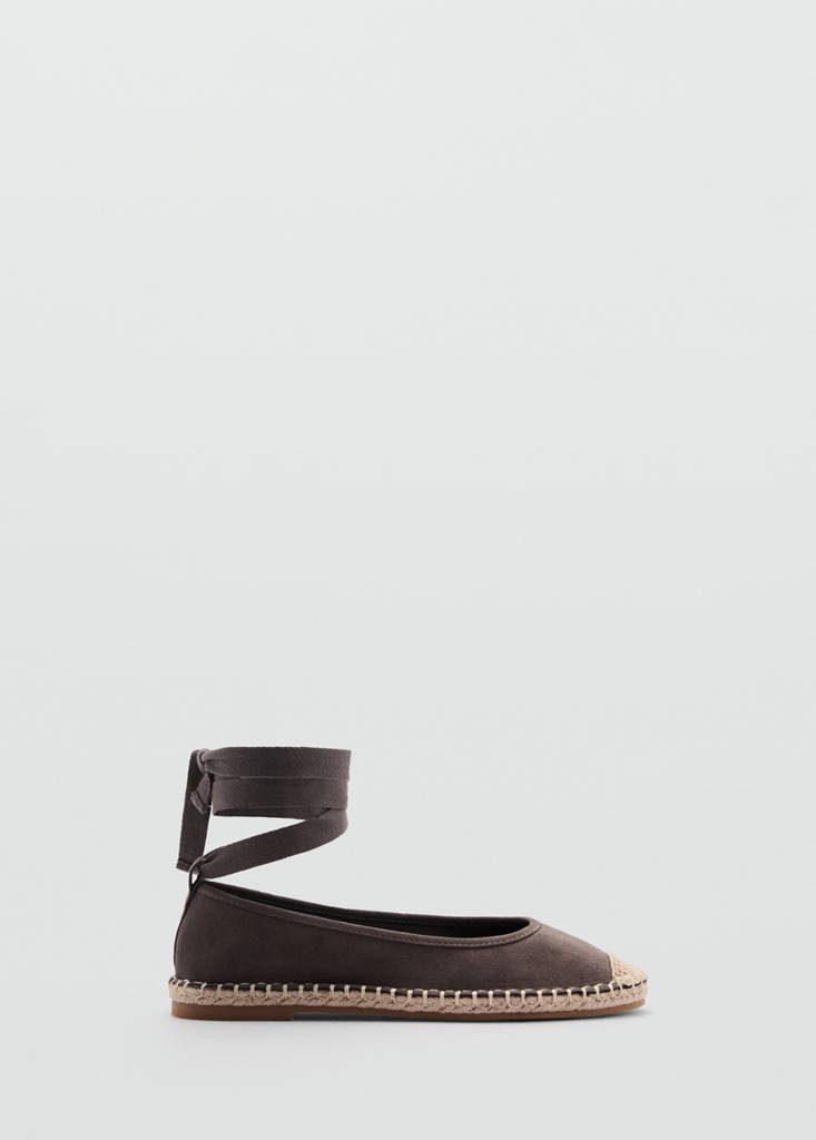 Lace-up cotton espadrilles — Charcoal
