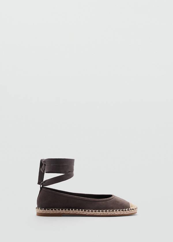 Lace-up cotton espadrilles — Charcoal