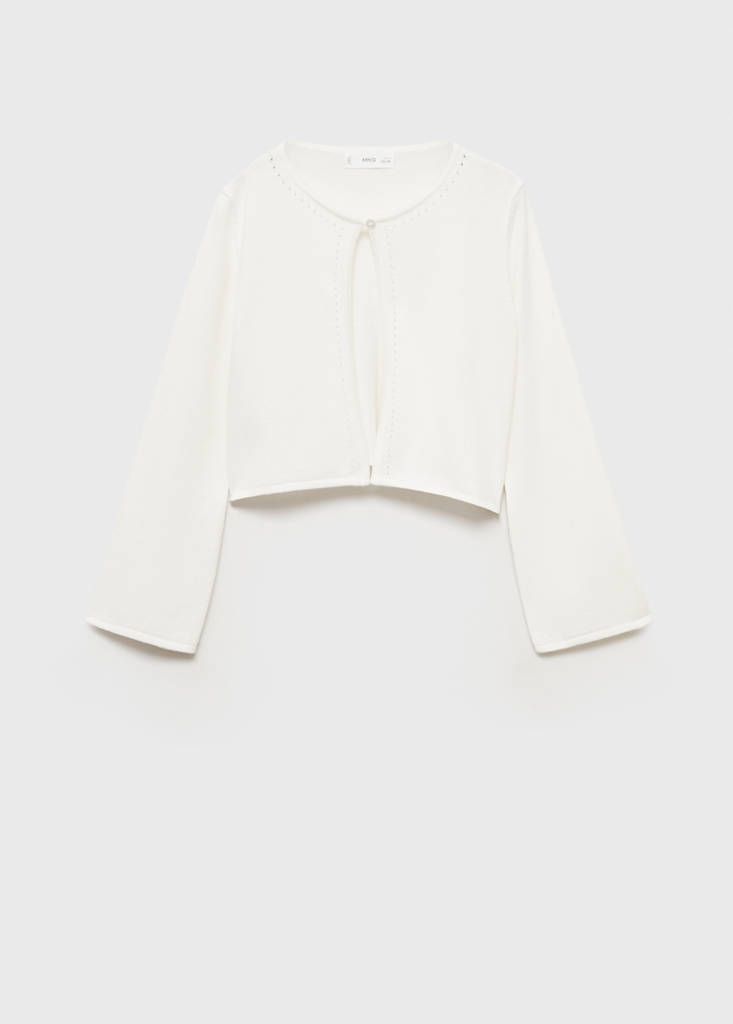 Fine-knit cotton cardigan — Off White