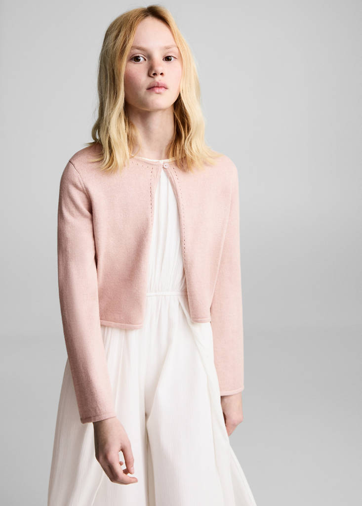 Fine-knit cotton cardigan — Pale Pink
