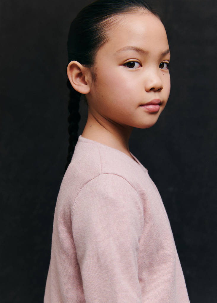 Fine-knit cotton cardigan — Pale Pink