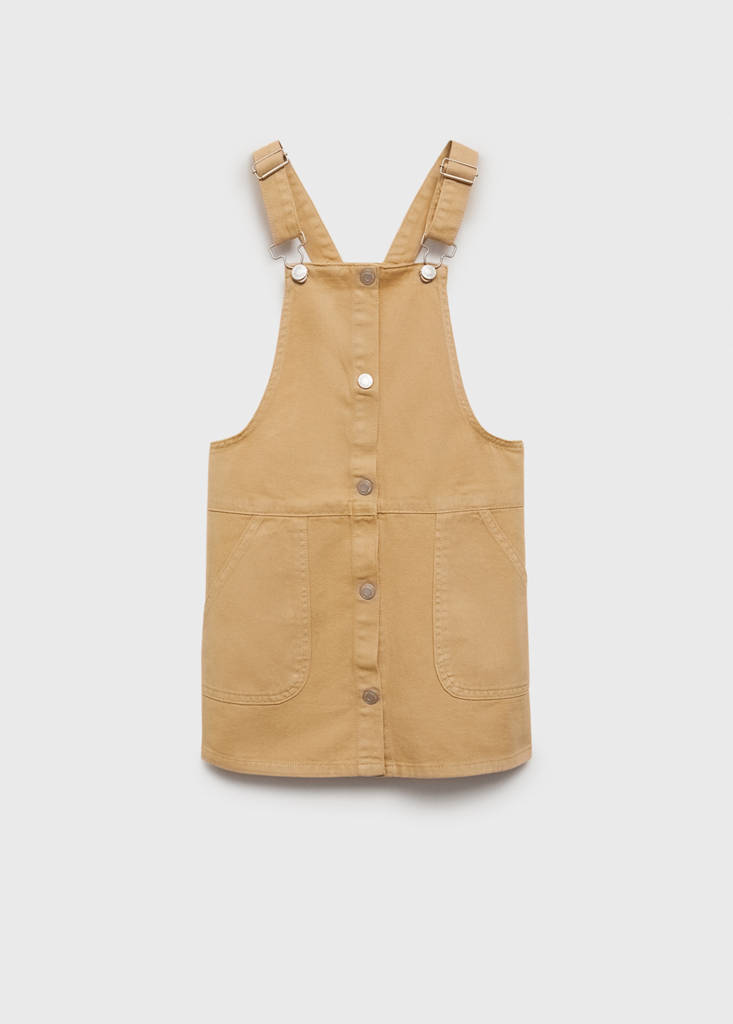 MANGO KIDS - Robe chasuble courte en jean marron moyen - 6 - Fille