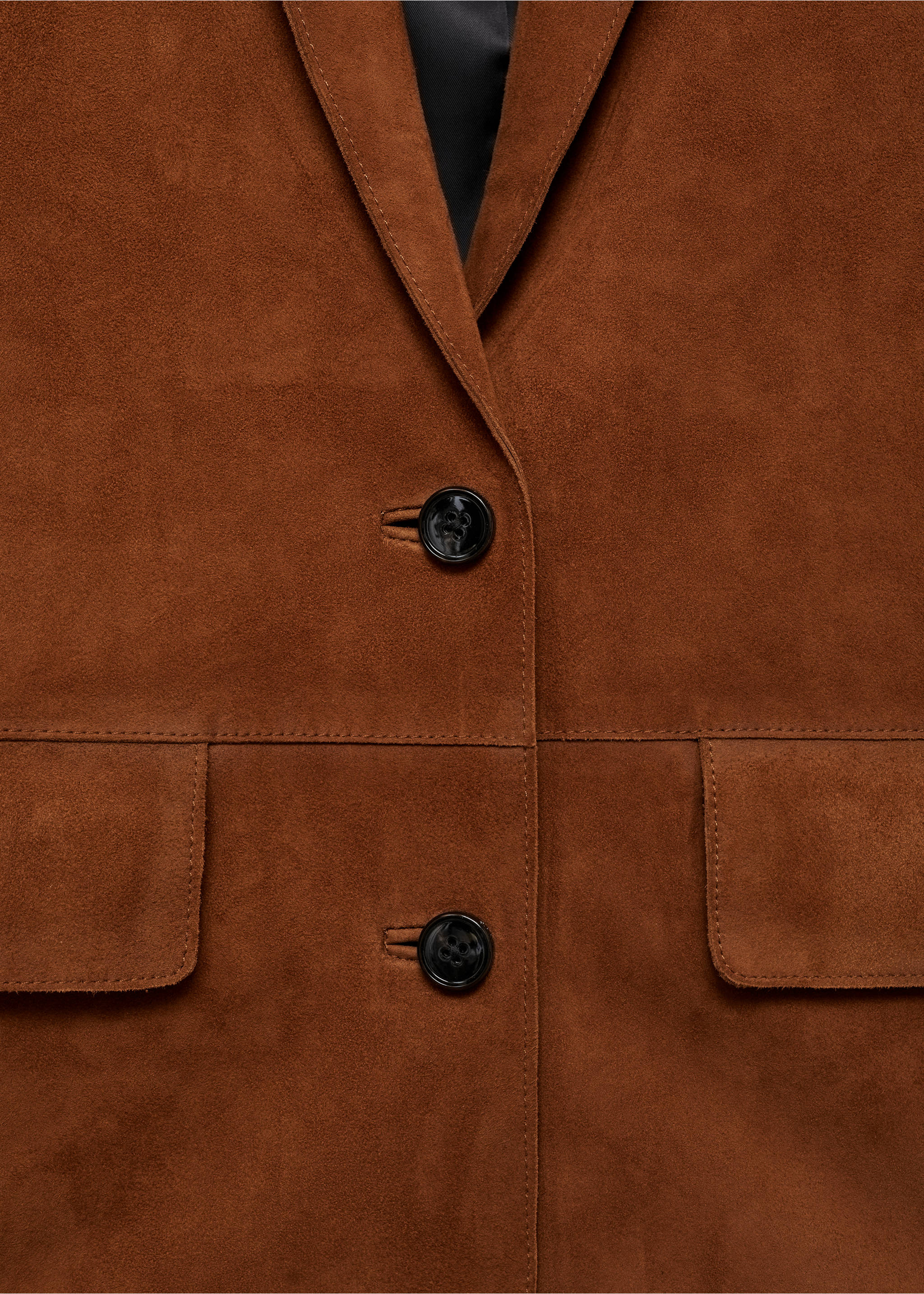 Straight suede blazer - Details of the article 8, Tobacco Brown. Ref: 87073653-00.