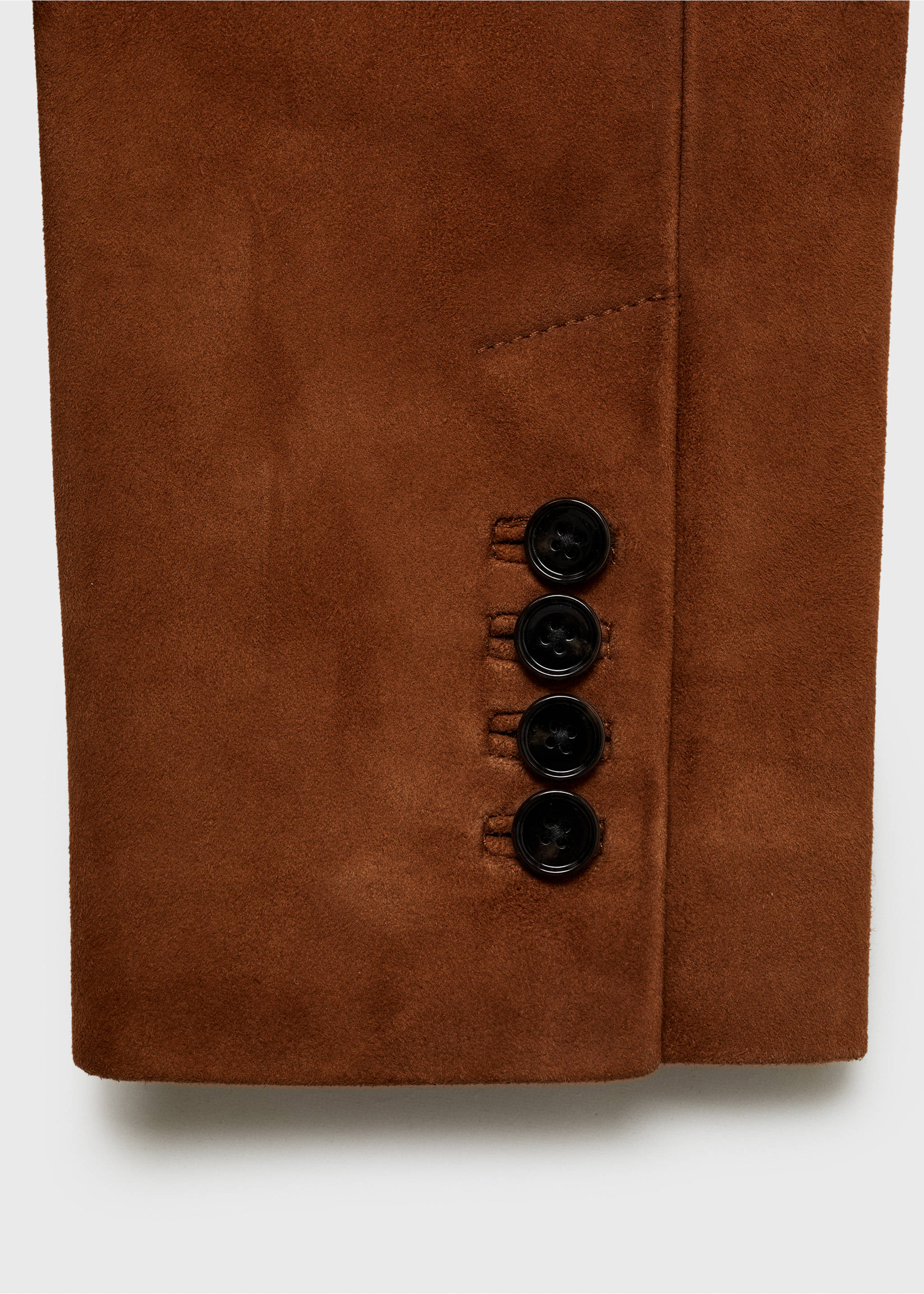 Straight suede blazer - Details of the article 0, Tobacco Brown. Ref: 87073653-00.