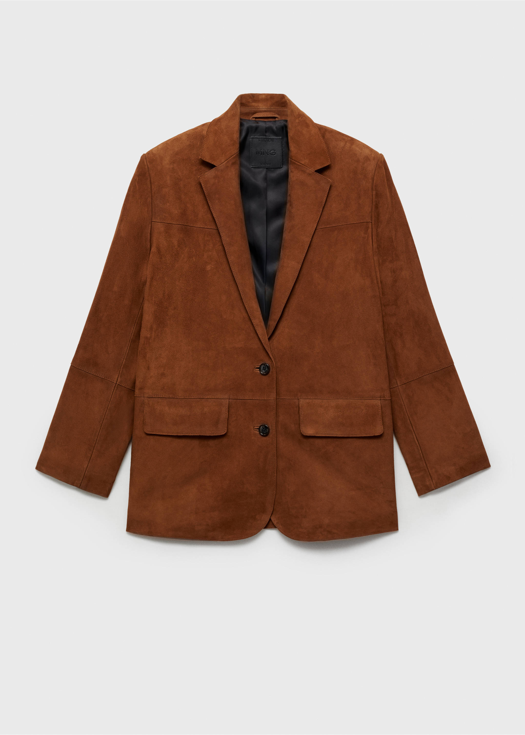 Straight suede blazer - Article without model, Tobacco Brown. Ref: 87073653-00.