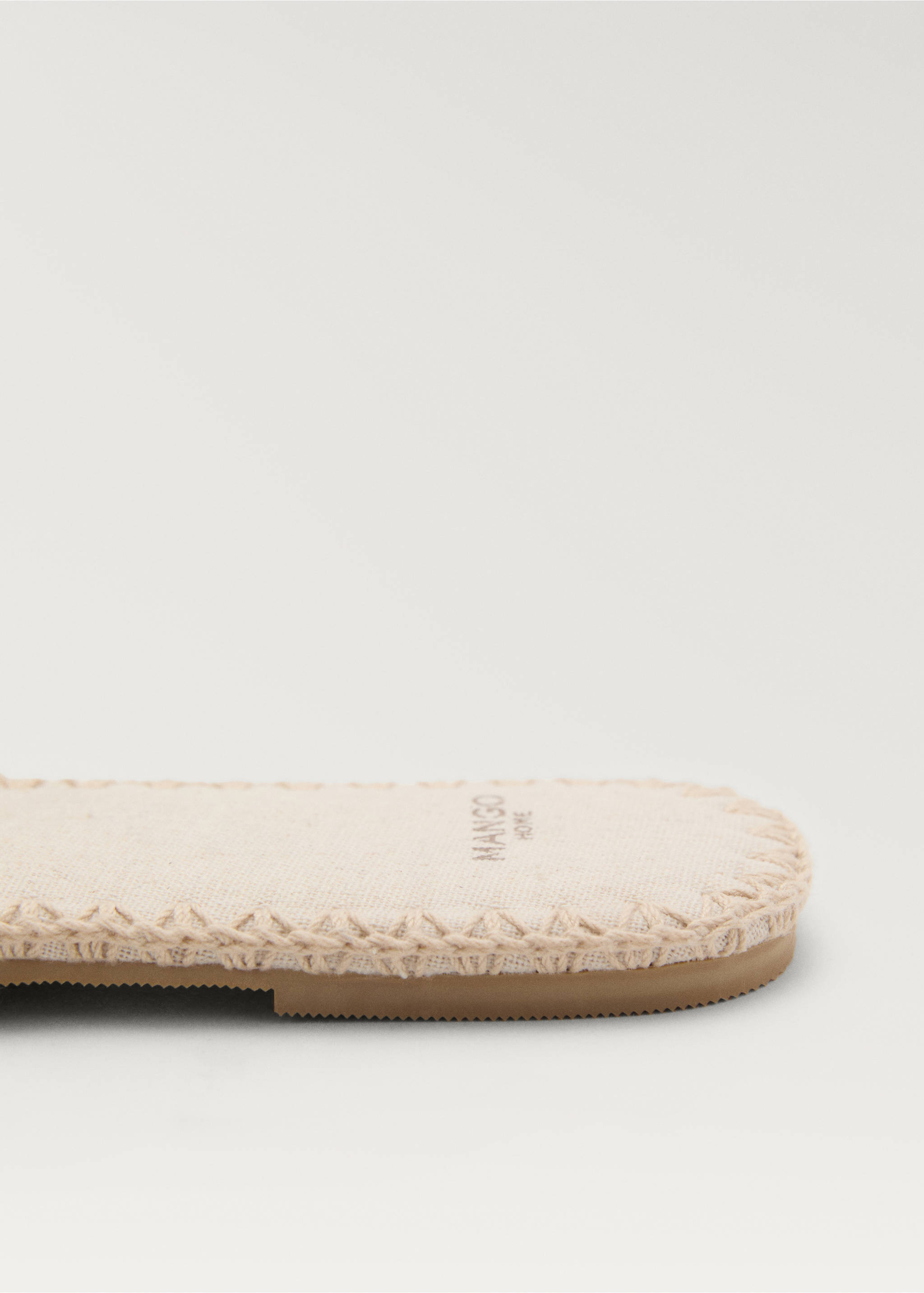 Cotton braided slippers - Details of the article 1, Sand. Ref: 87073656-00.