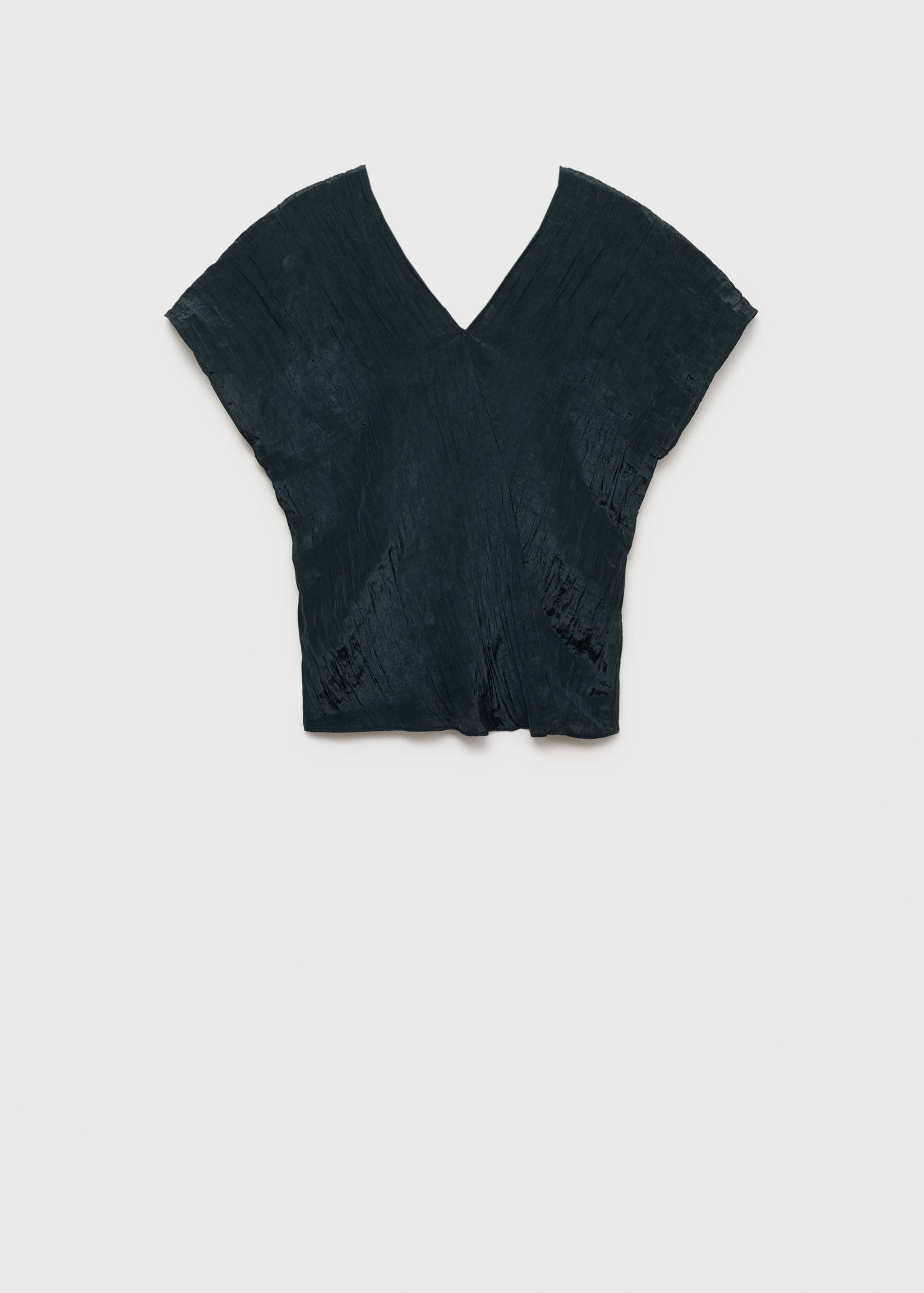 Top cu guler în V și aspect șifonat - Articol fără model