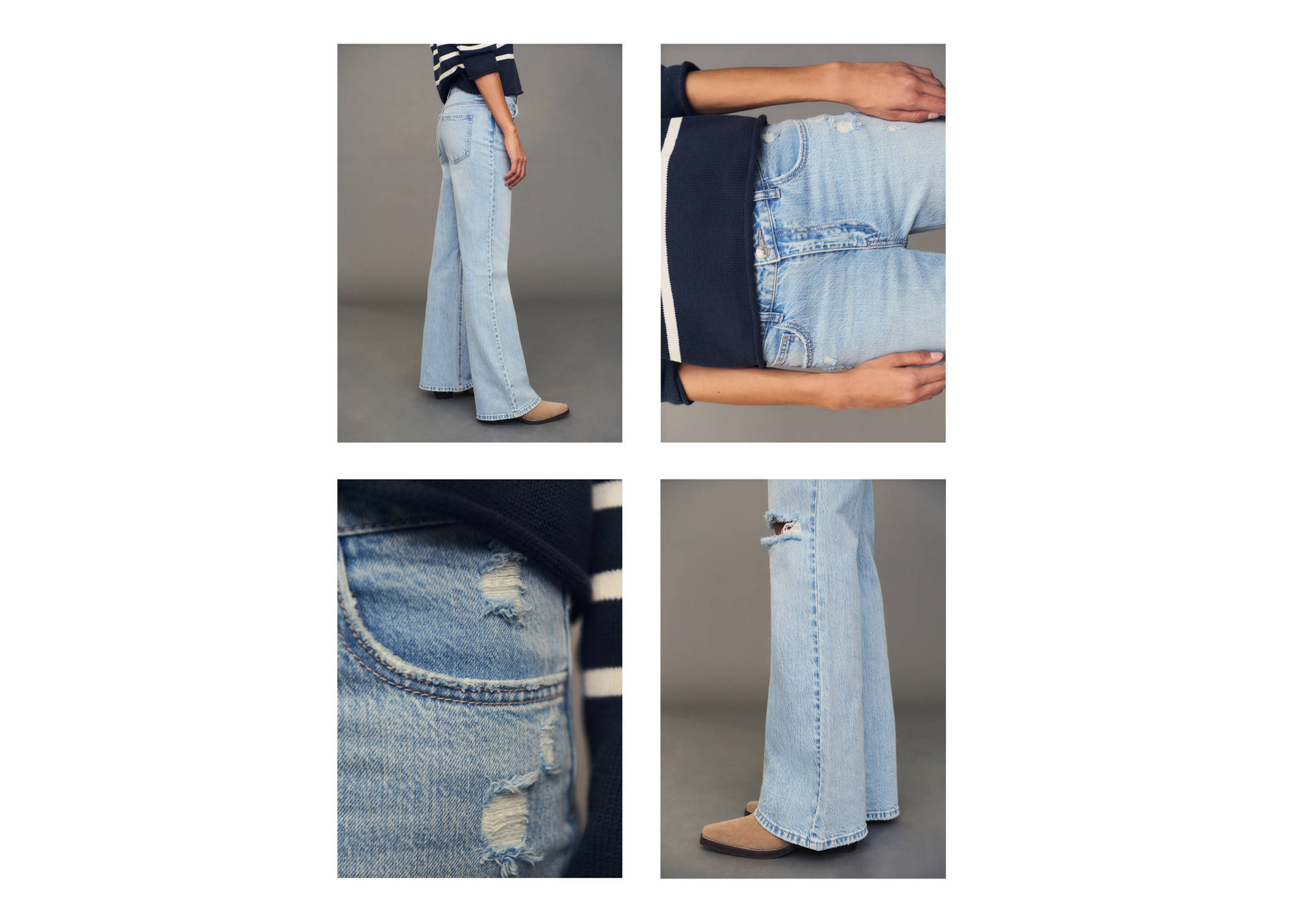 Flared jeans with decorative rips - Panoramic plane