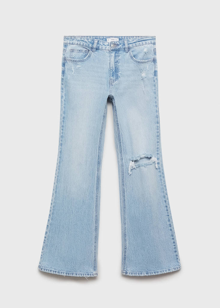 Flared jeans with decorative rips — Light Blue
