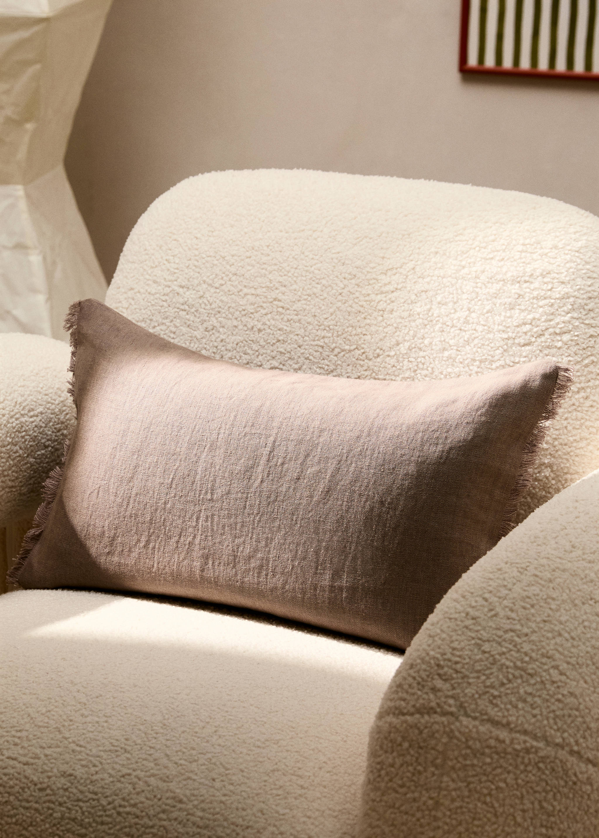Linen fringed cushion cover 30x50 cm - General plane