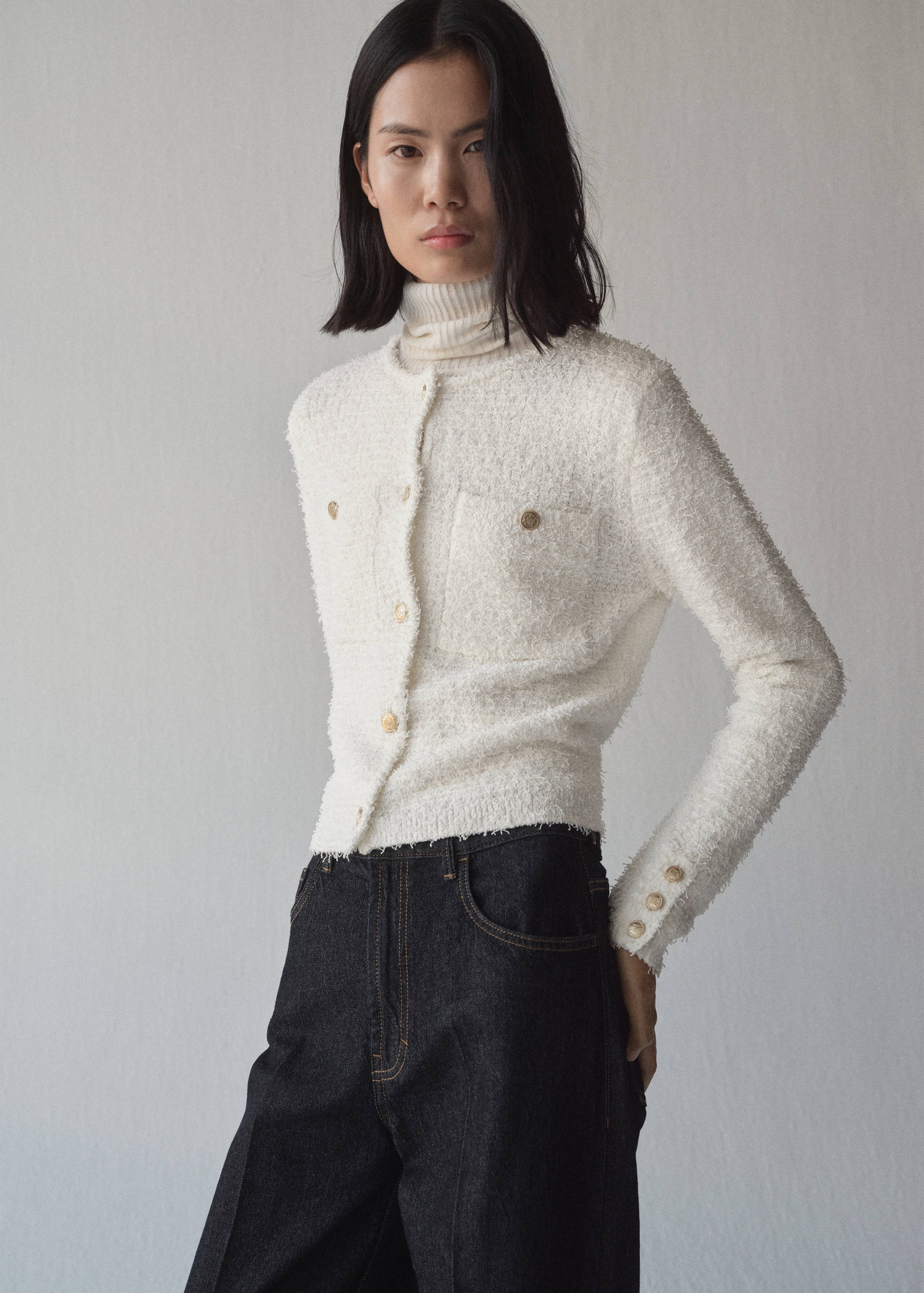 Tweed jacket with jewel buttons - Medium plane