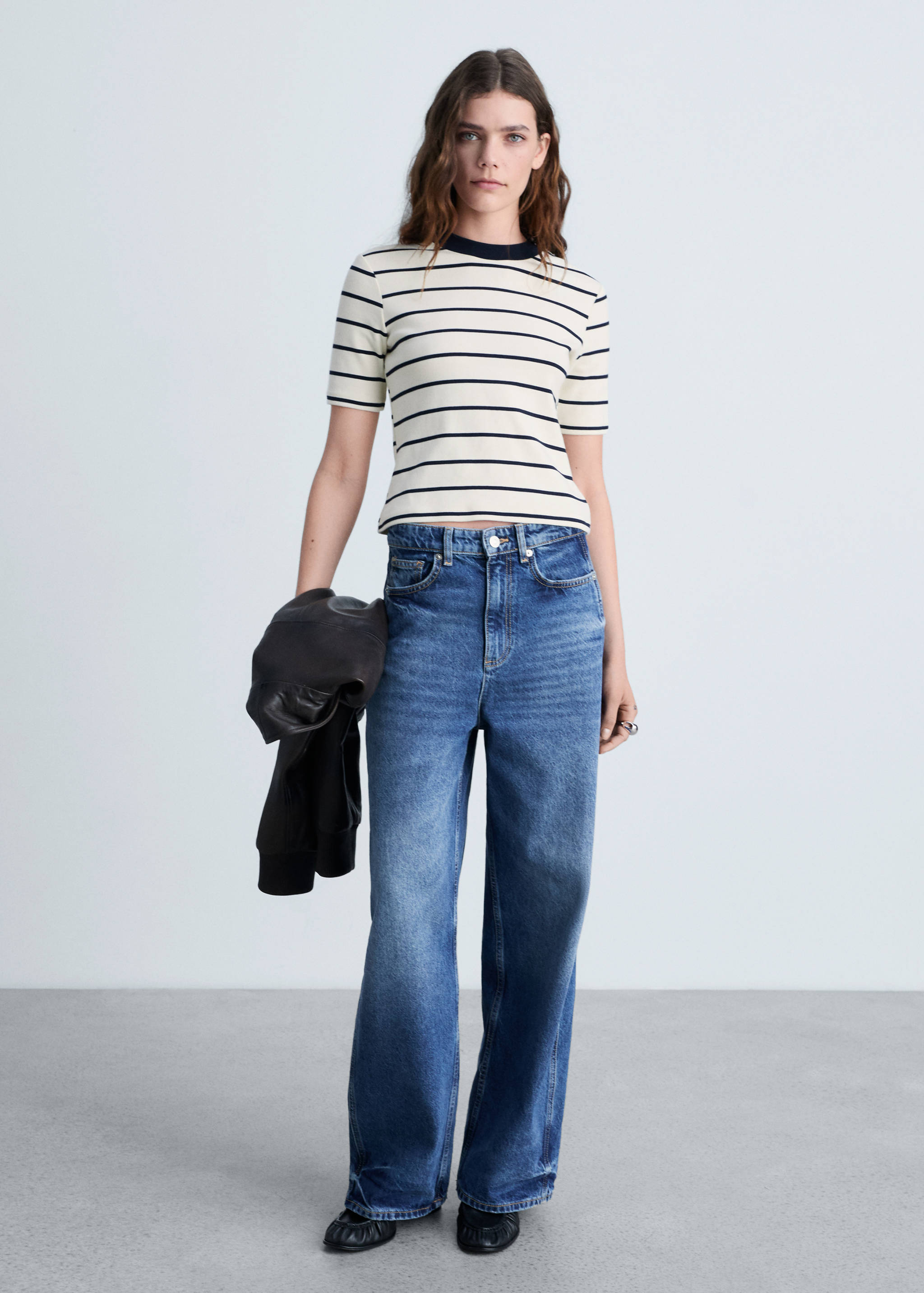 Gestreept katoenen T-shirt - Overzichtstekening