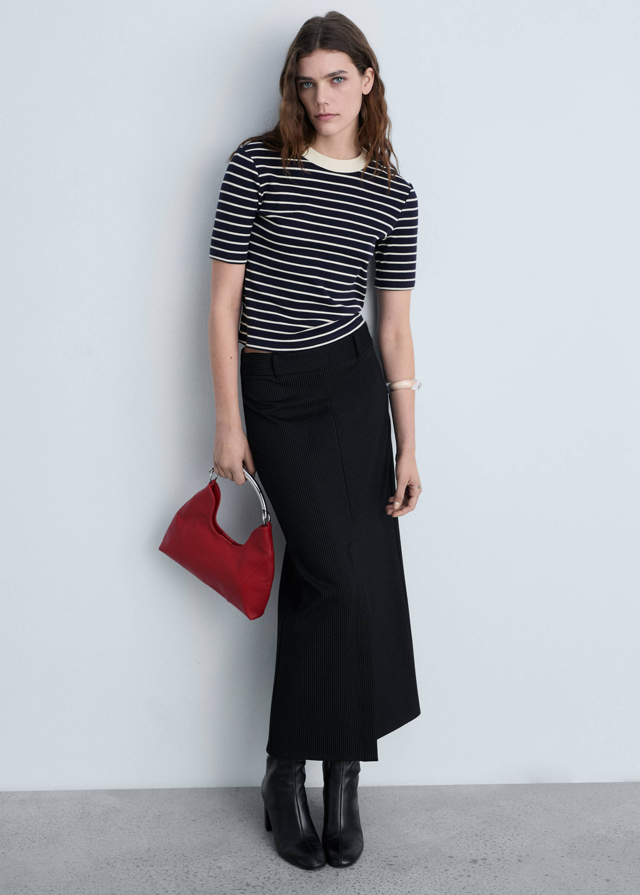 Gestreept katoenen T-shirt - Overzichtstekening