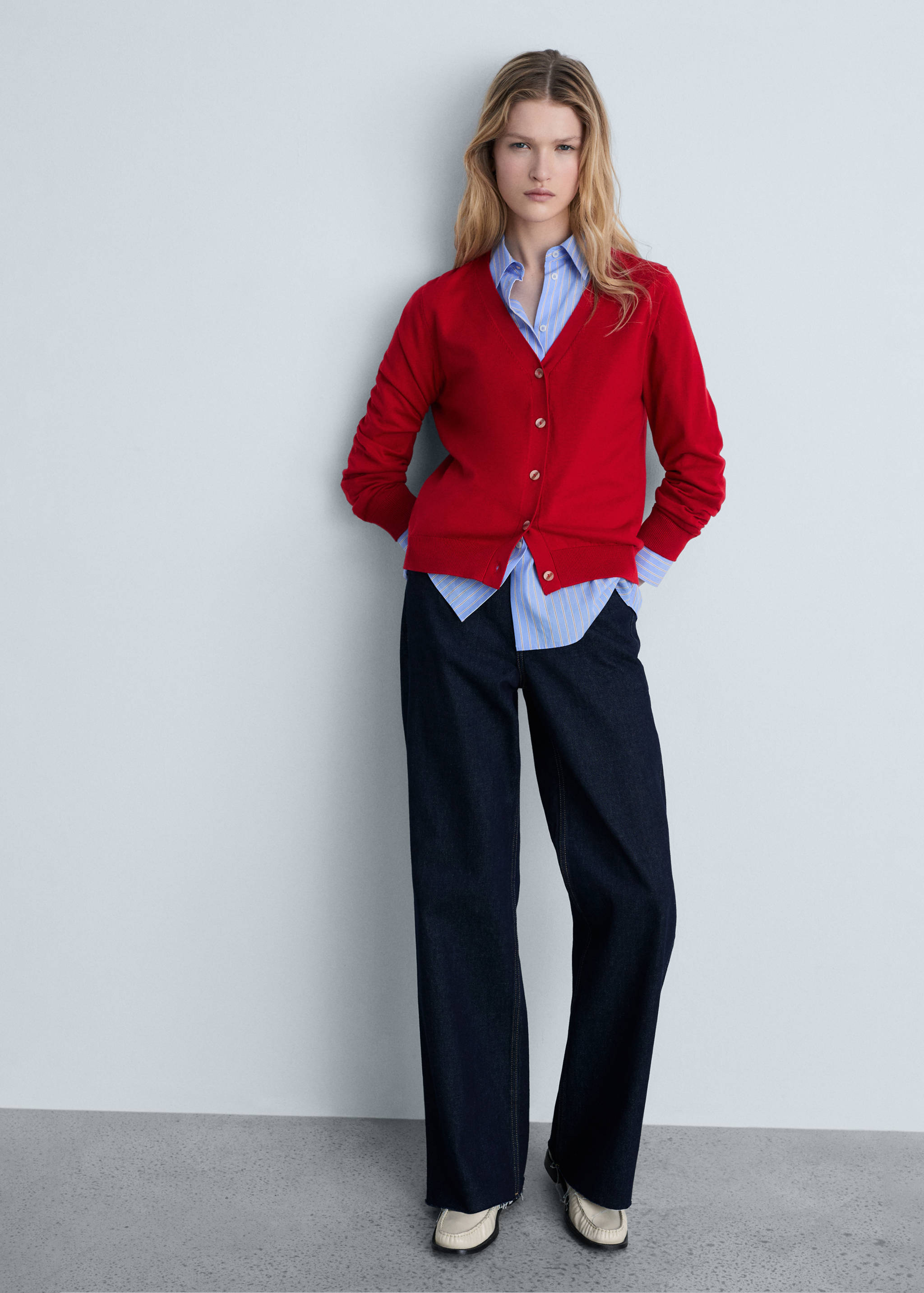 Mulberry silk-blend ribbed cardigan - General plane