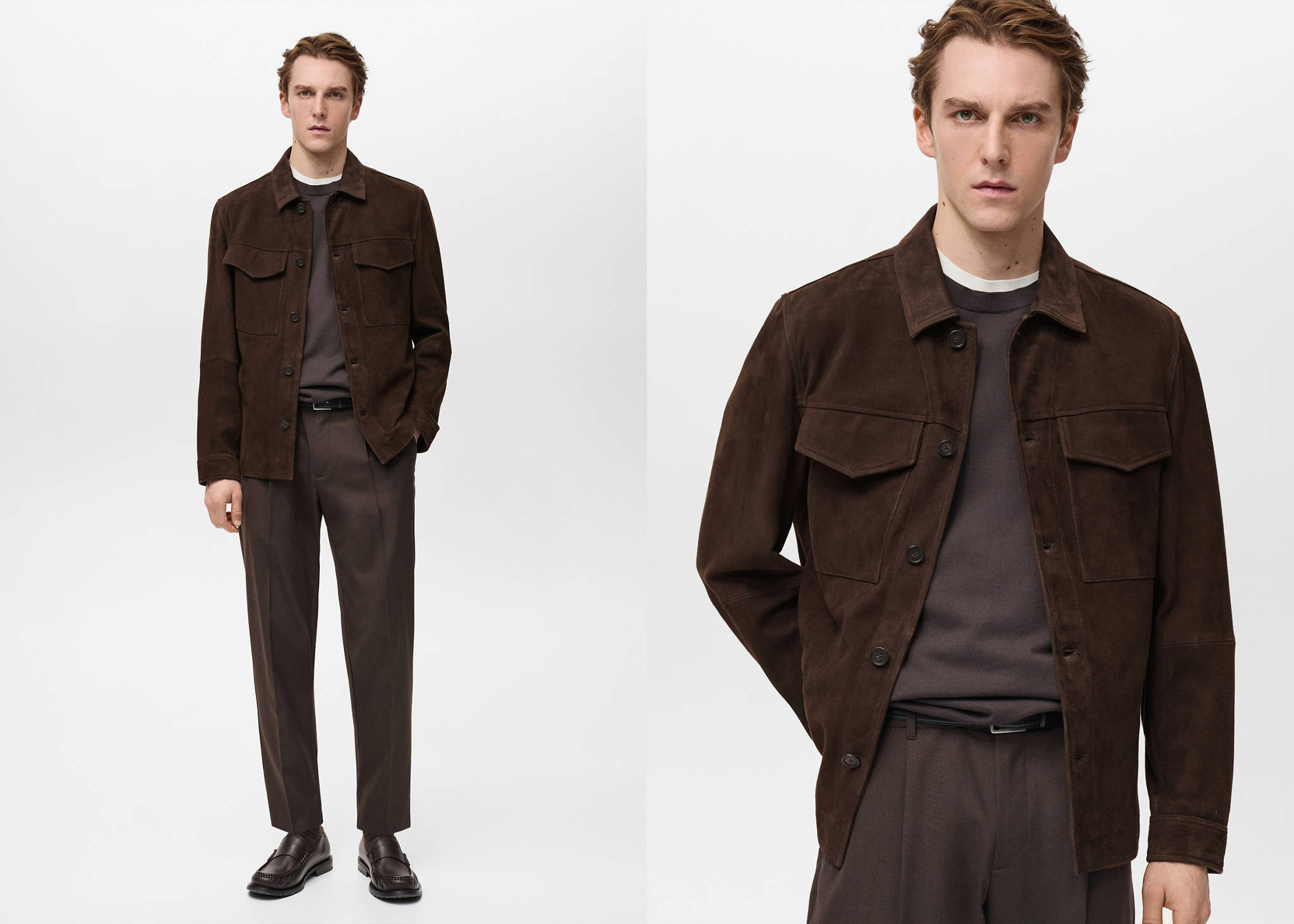 Suede jacket with pockets - Panoramic plane