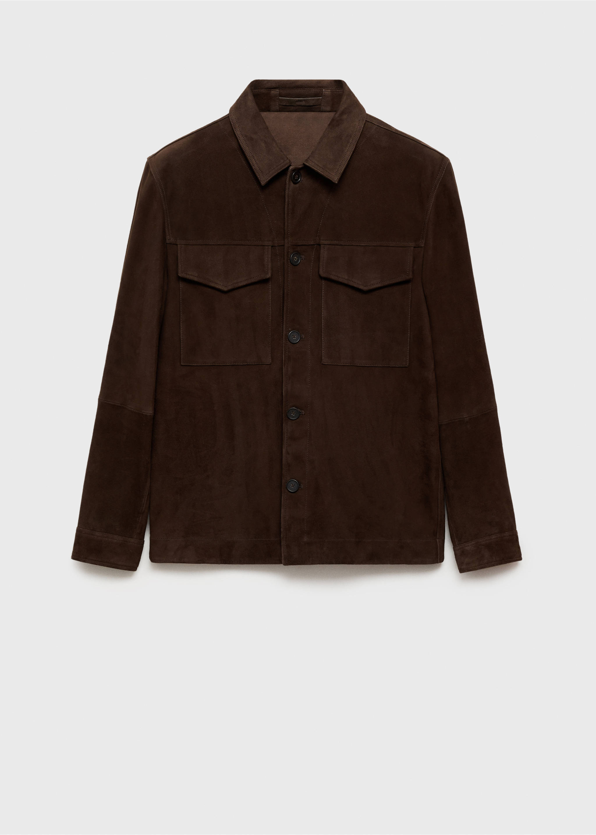 Suede jacket with pockets - Article without model, Chocolate. Ref: 87074391-00.