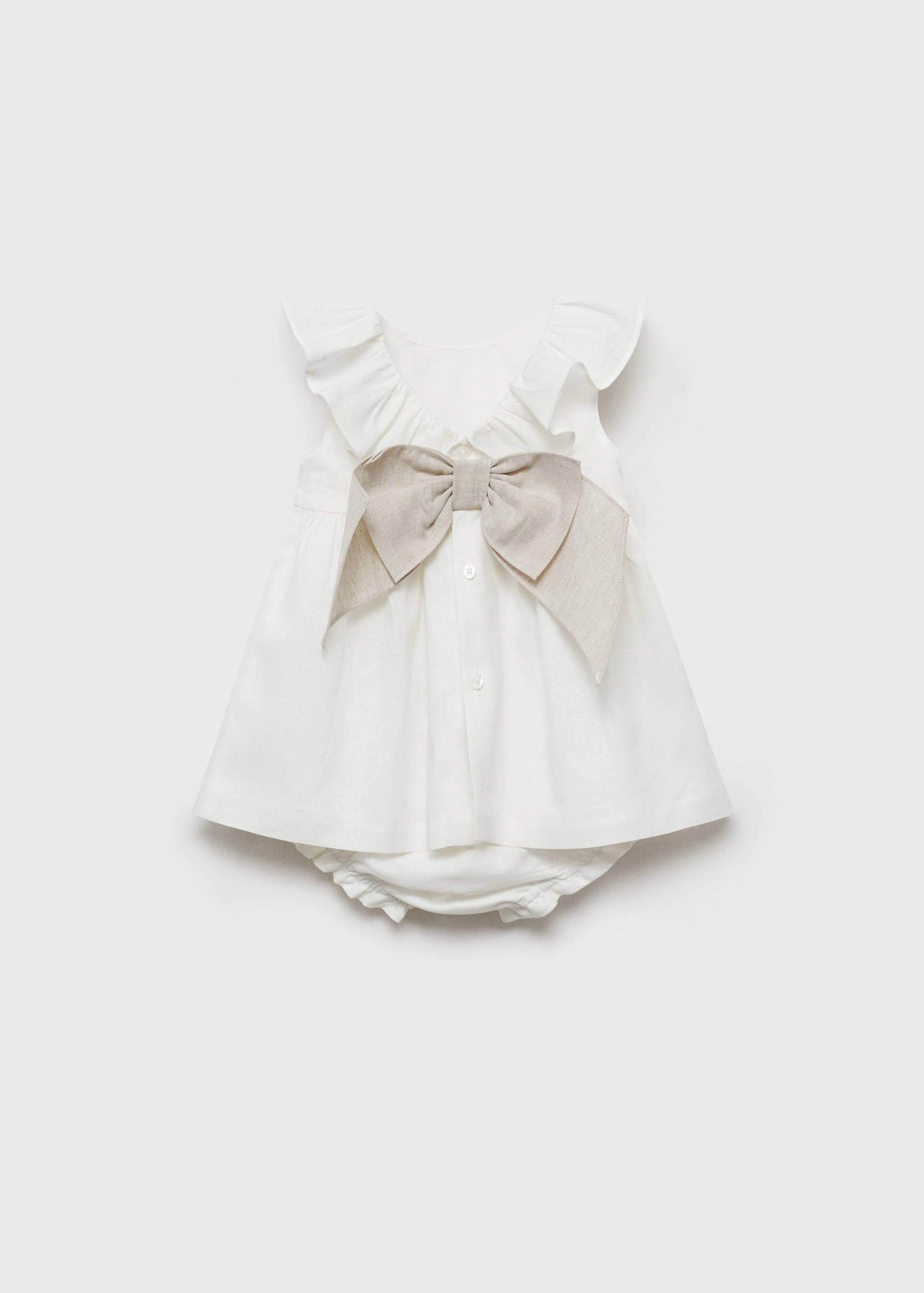 Linen dress with bow and frog - Reverse of the article
