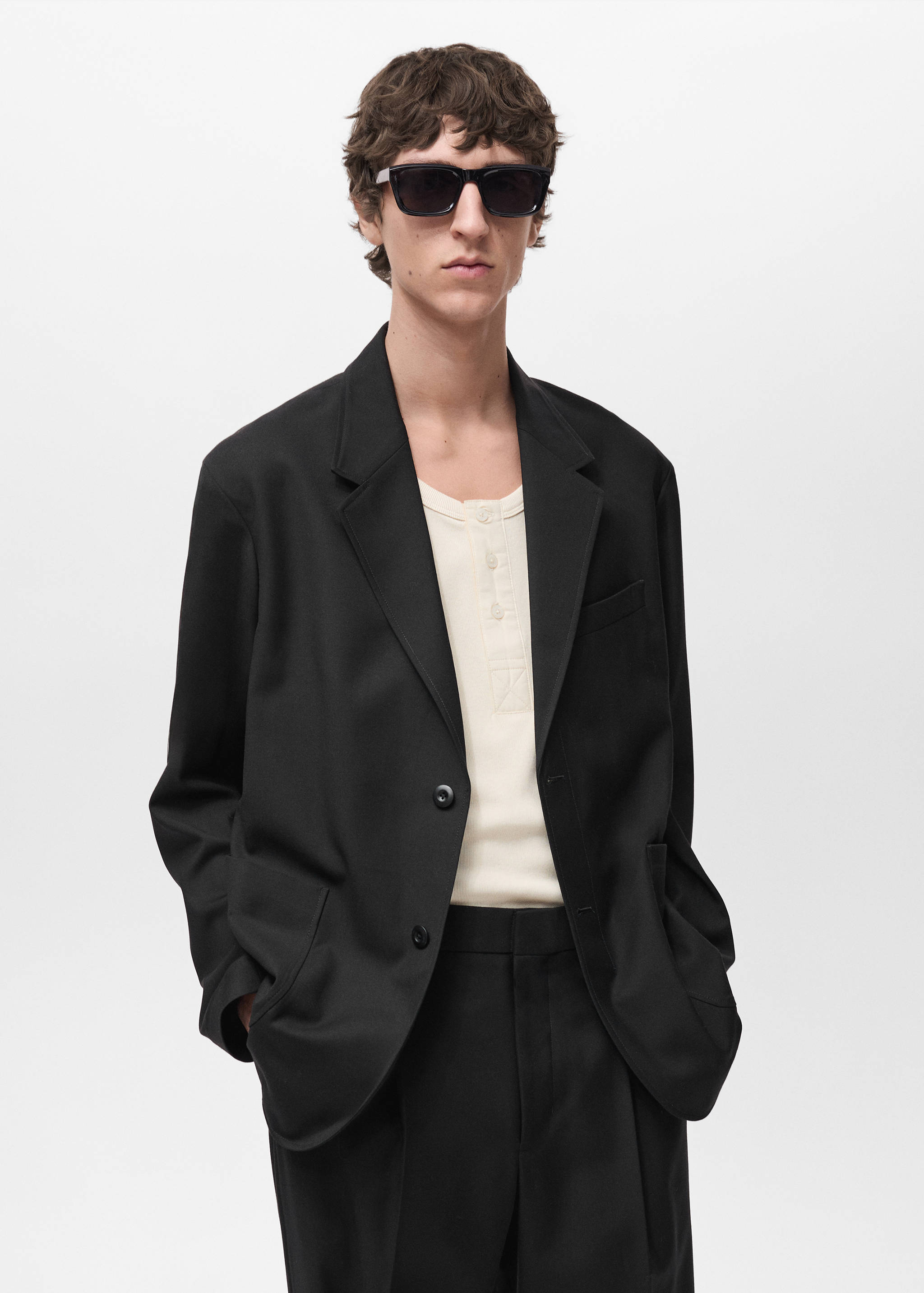 Relaxed fit suit blazer - Medium plane