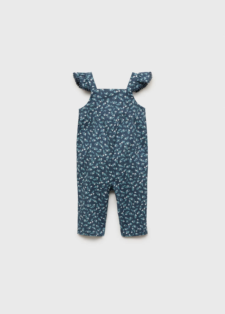 Ruffled printed dungarees — Dark Navy