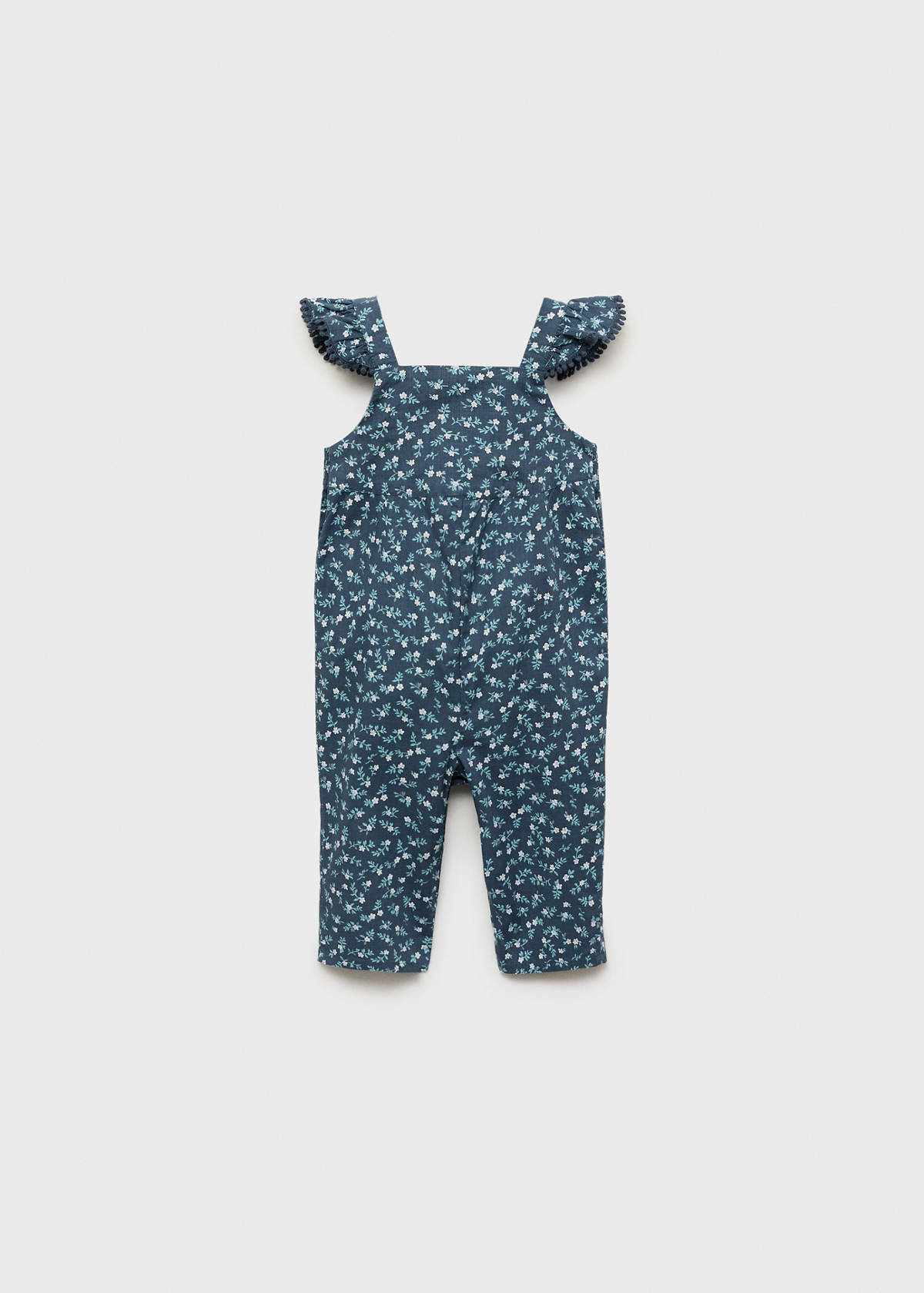 Ruffled printed dungarees — Dark Navy