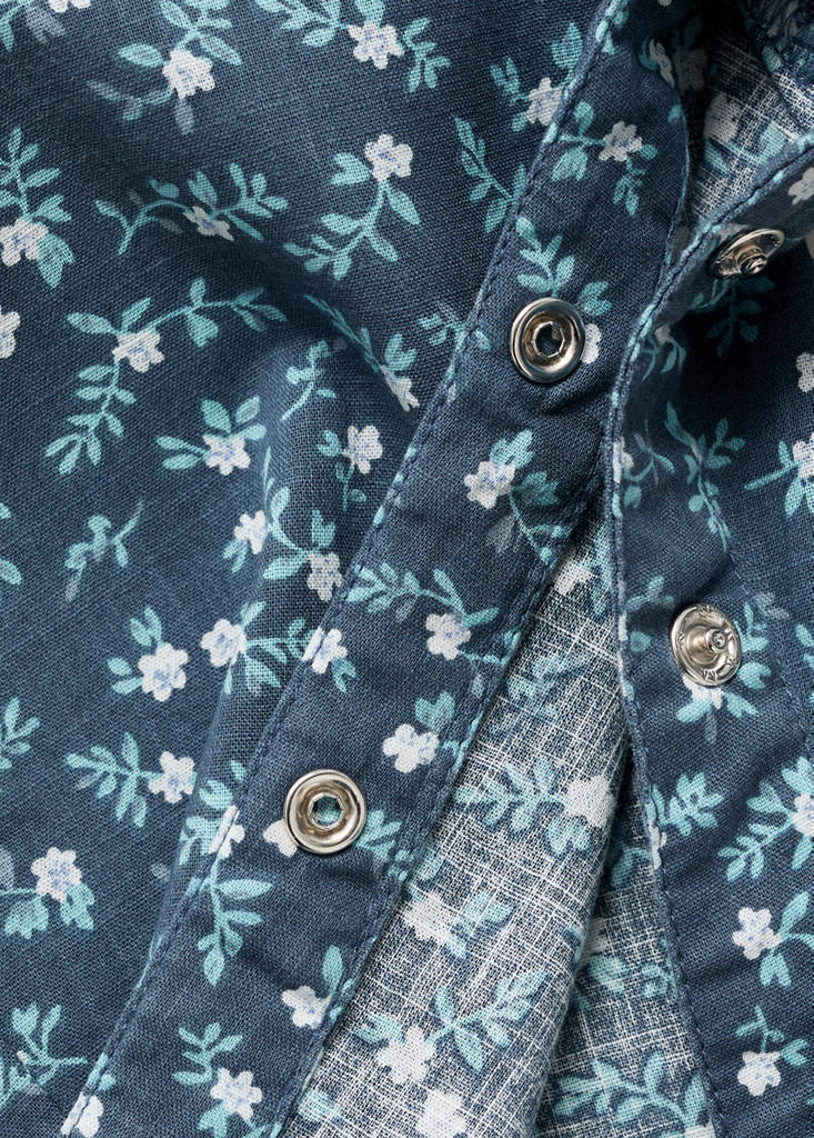 Ruffled printed dungarees — Dark Navy