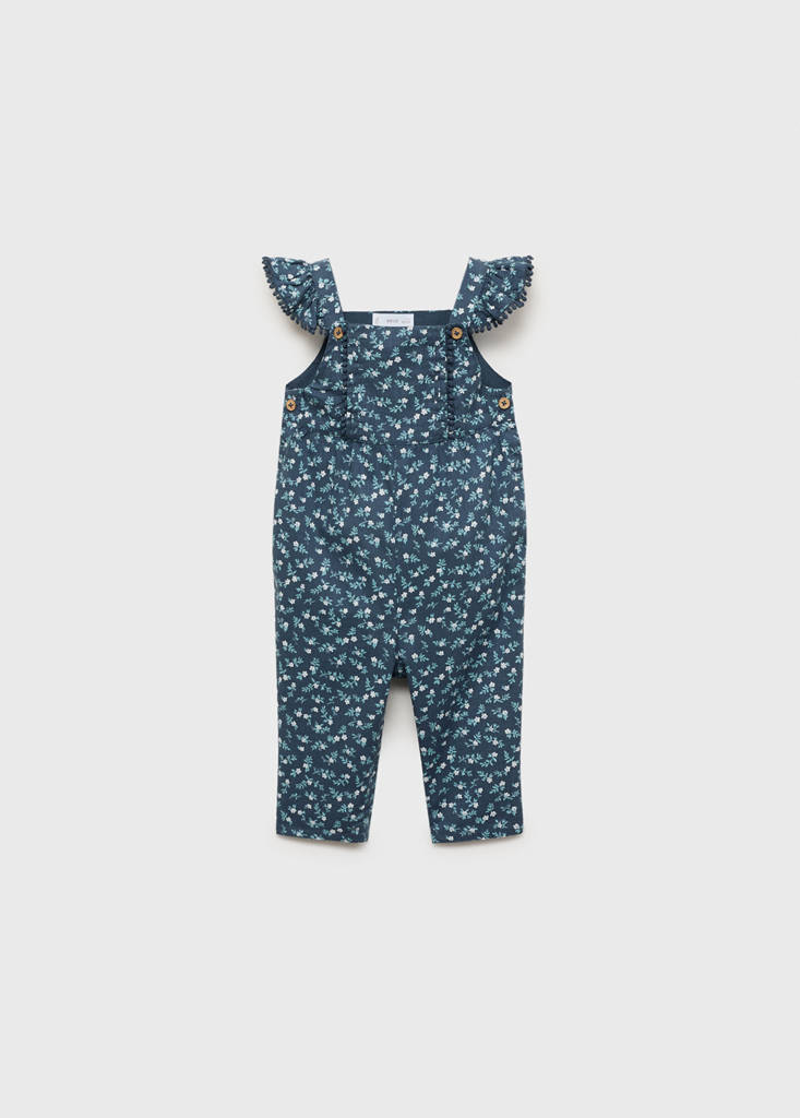 Ruffled printed dungarees — Dark Navy