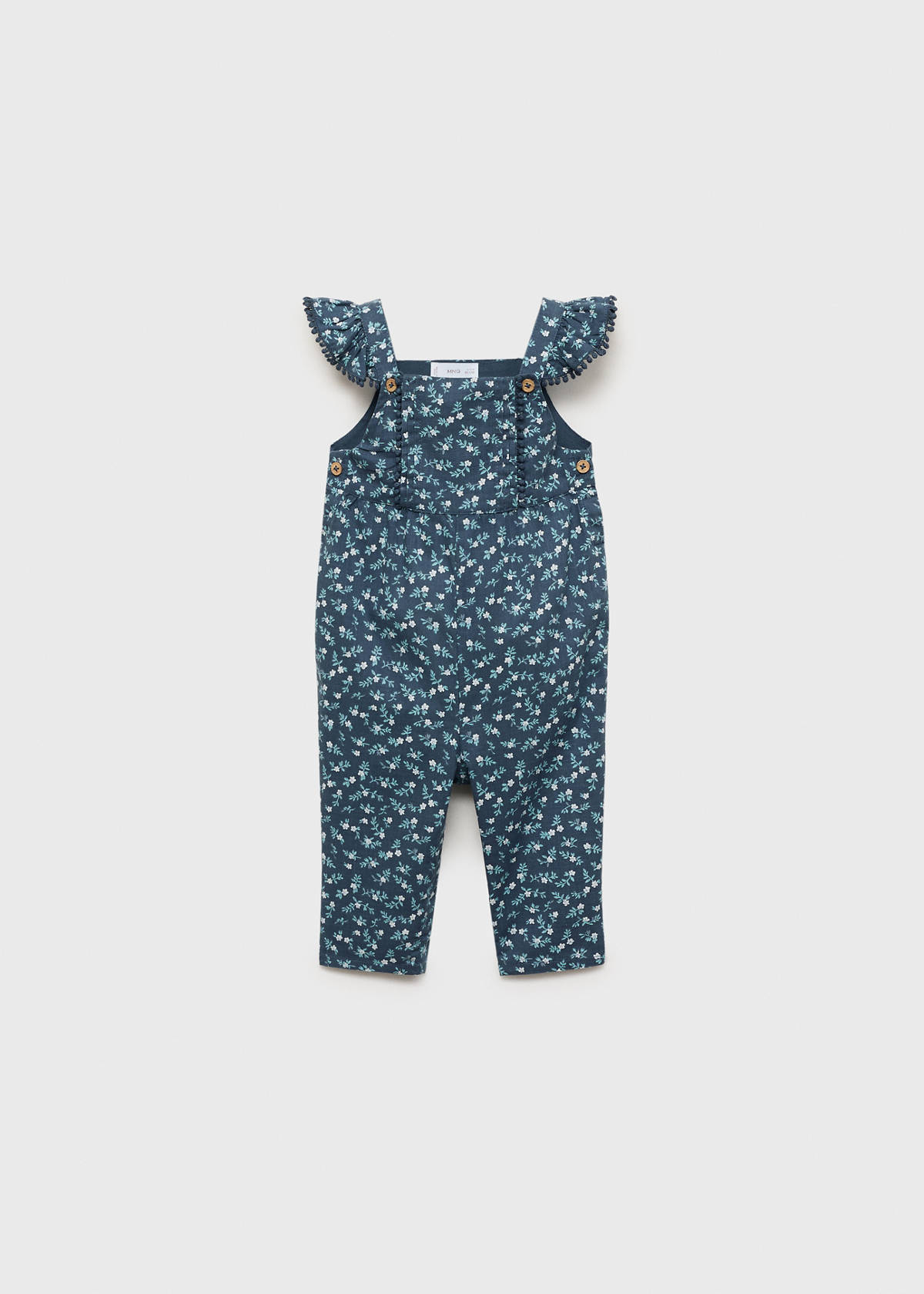 Ruffled printed dungarees — Dark Navy