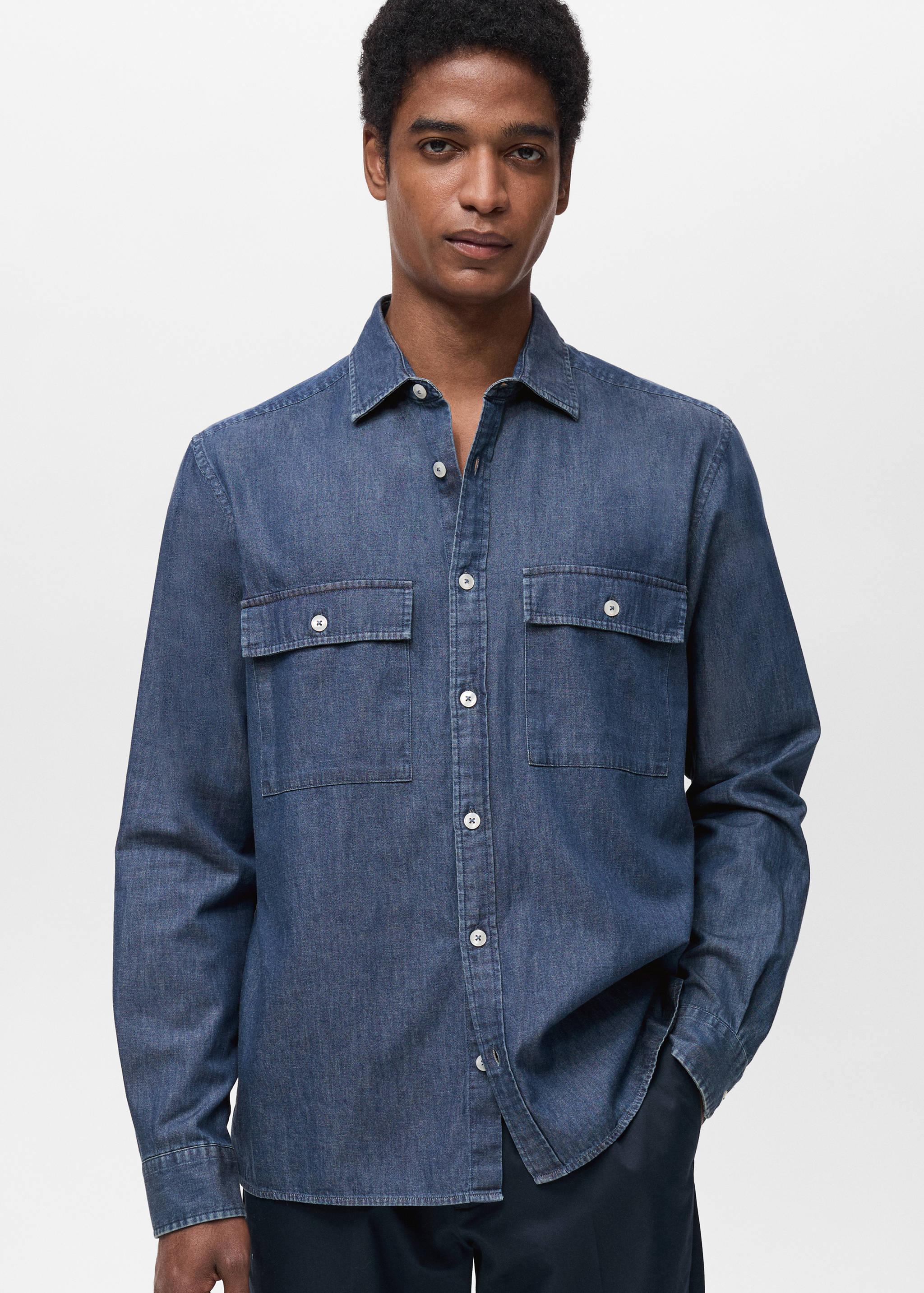 Chemise chambray 100 % coton - Plan moyen