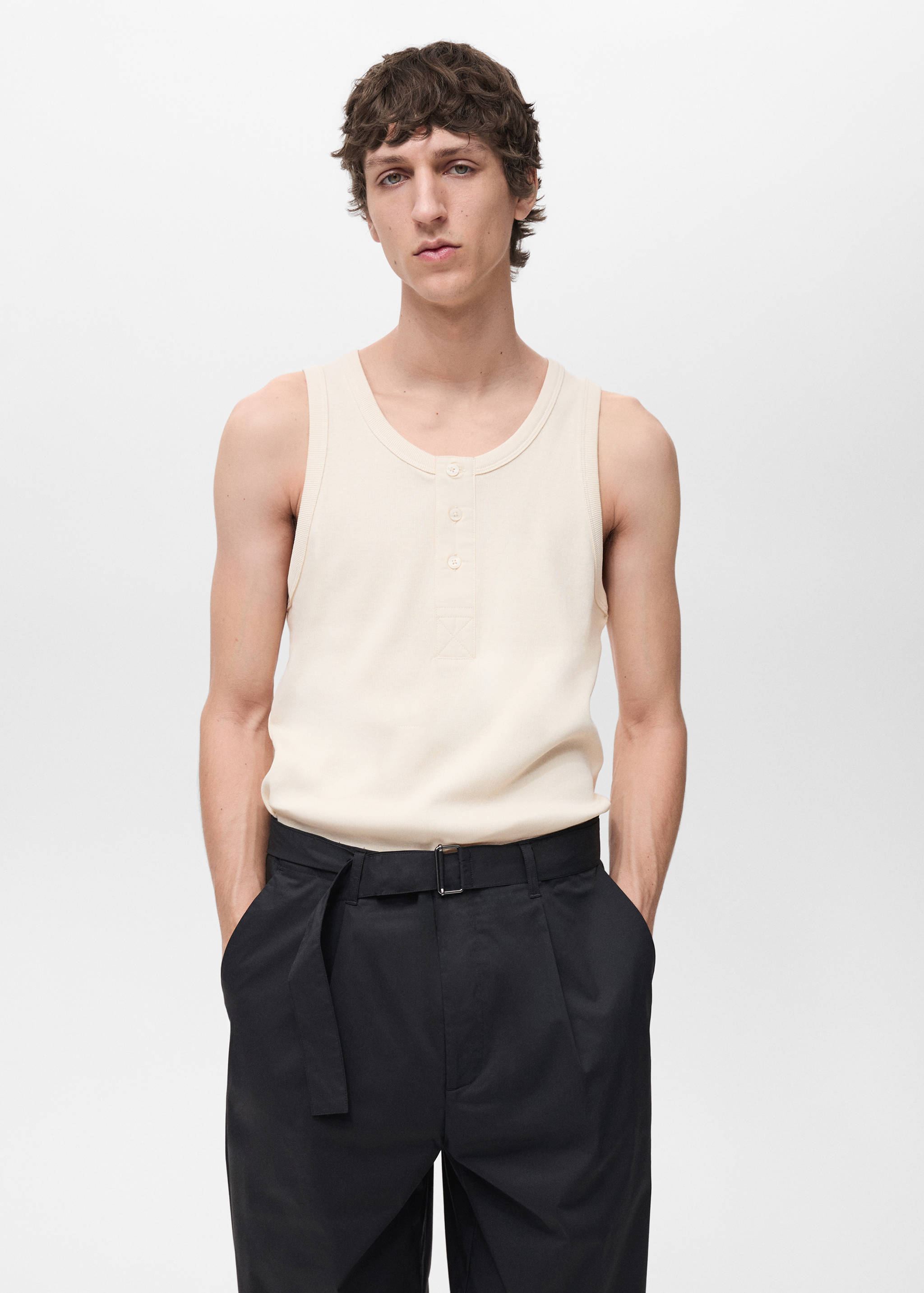 Майка 100% хлопок с пуговицами - Средний план