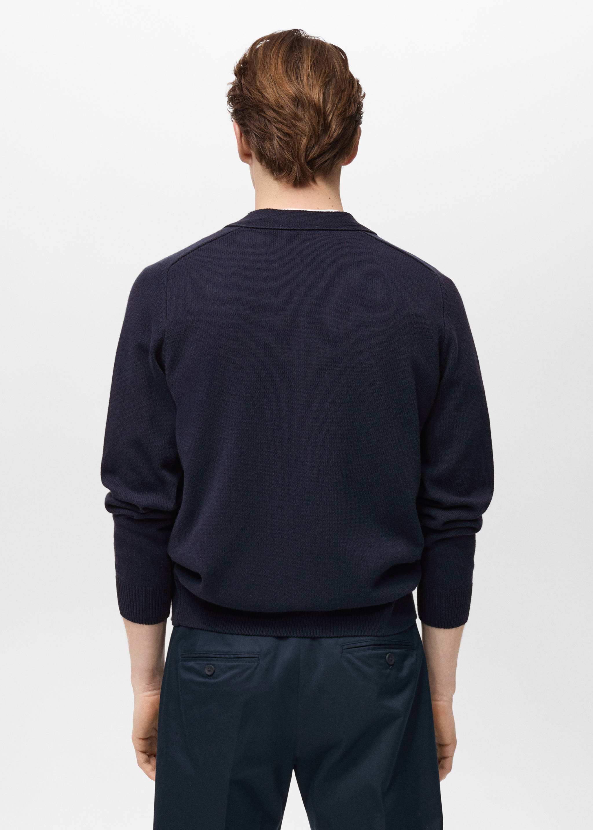 Knitted cotton cardigan with buttons - Reverse of the article