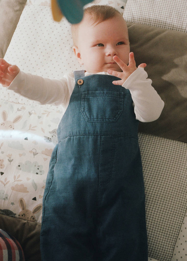 Long cotton dungarees — Blue