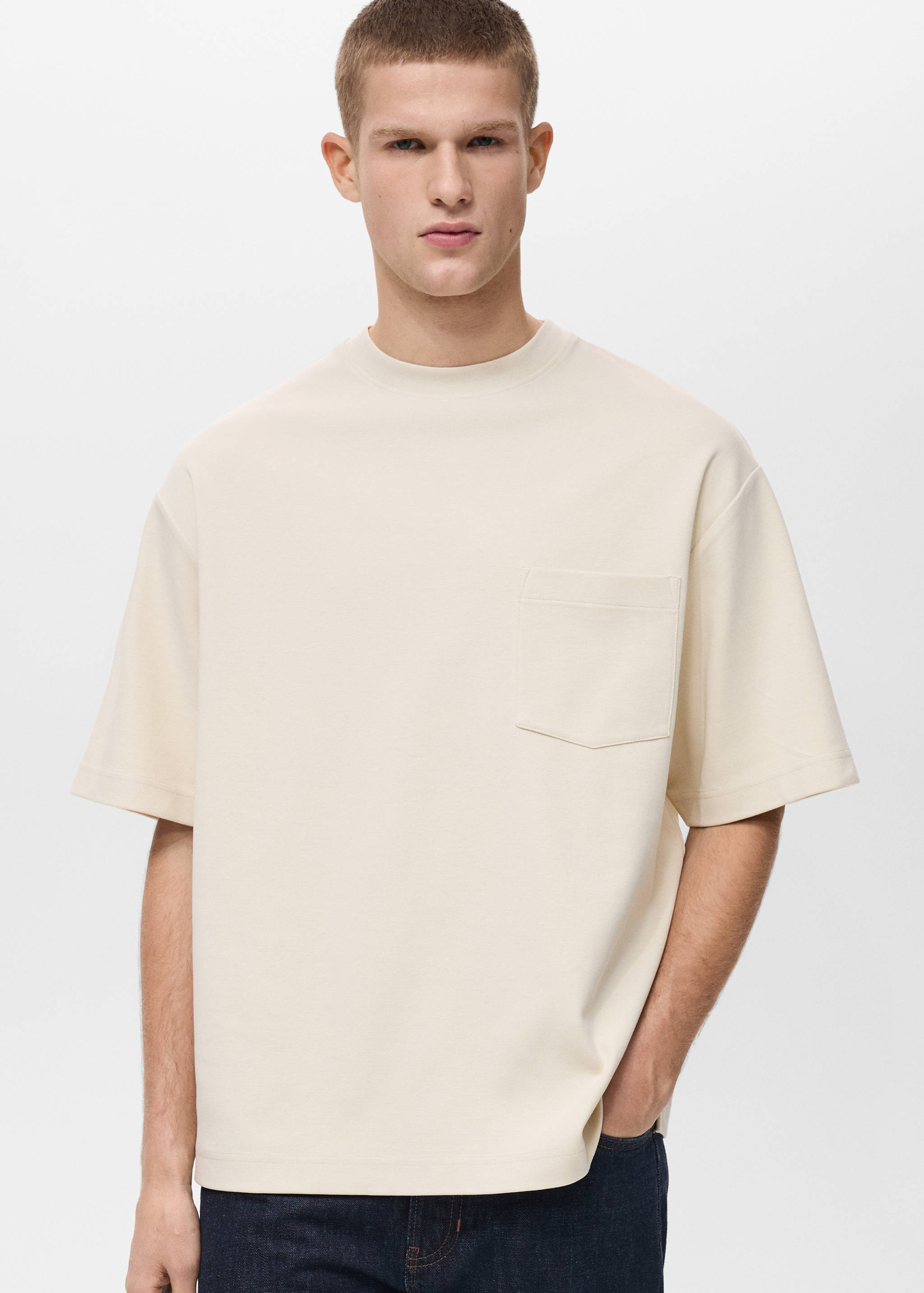 Oversize cotton pocket T-shirt - Medium plane