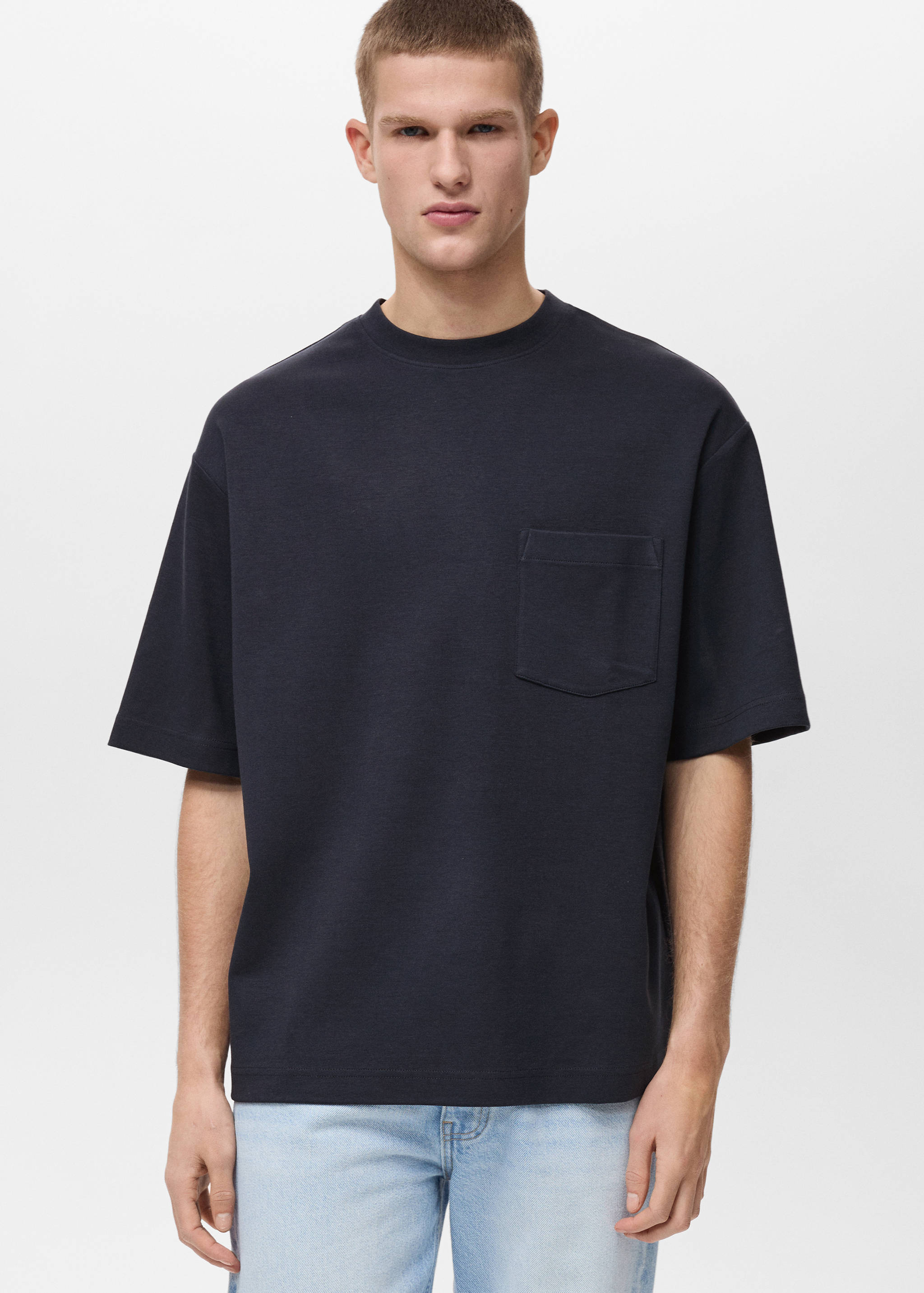 Oversize cotton pocket T-shirt - Medium plane