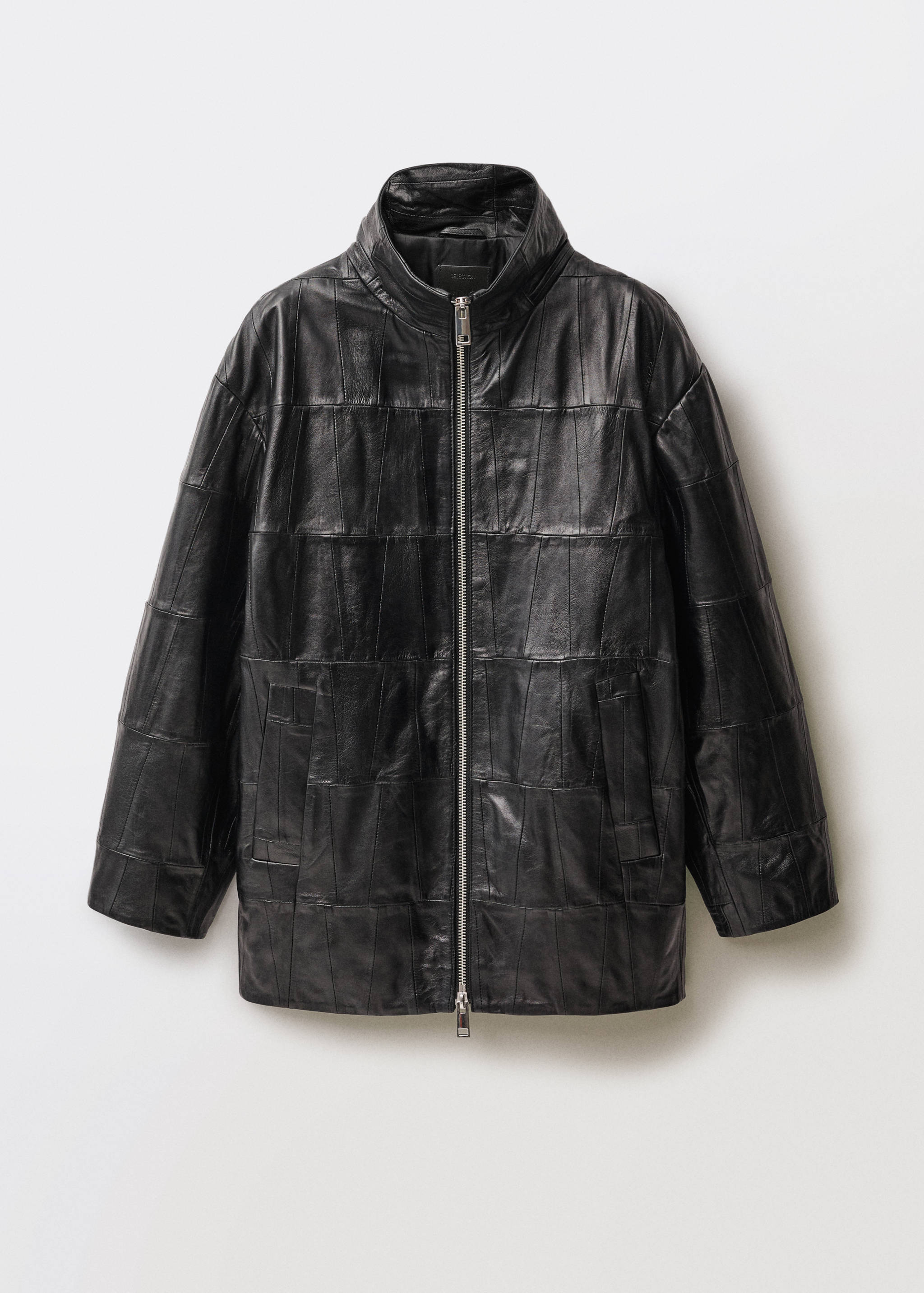 Oversized patchwork leather coat - Article without model