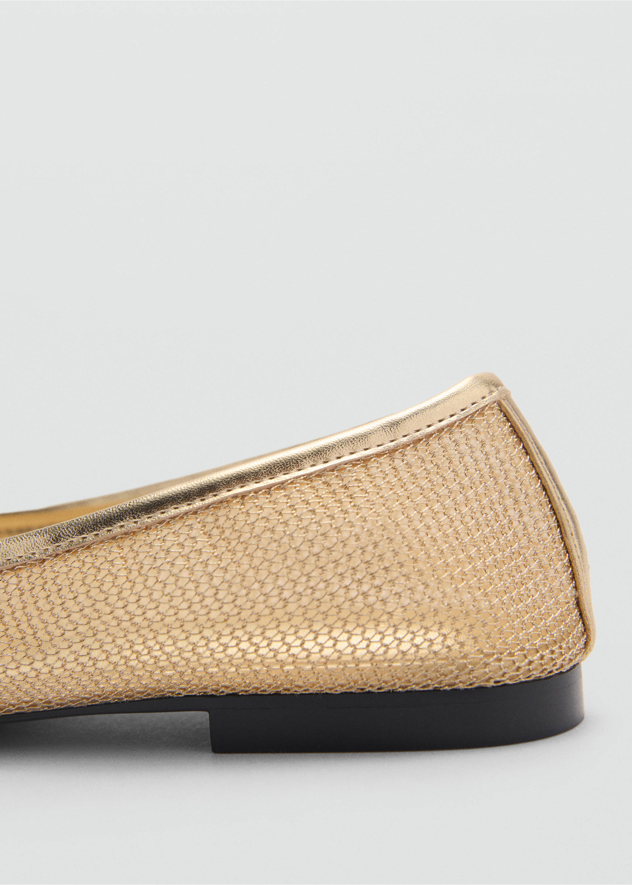 Mesh ballerina flats with bow - Details of the article 1, Gold. Ref: 87074419-00.