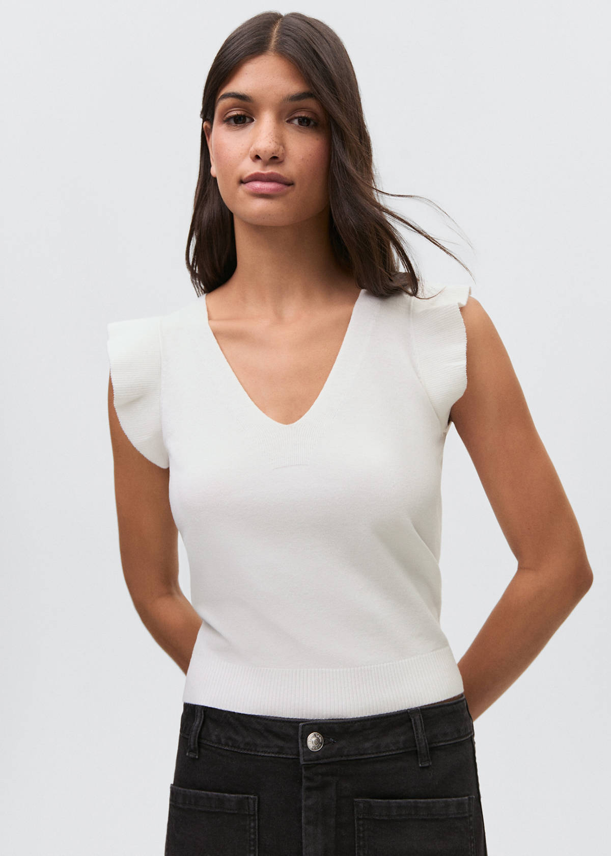 V-neck top — Off White