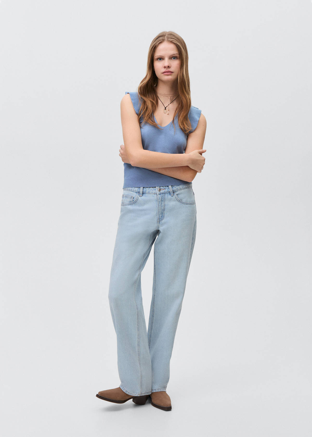 V-neck top — Sky Blue