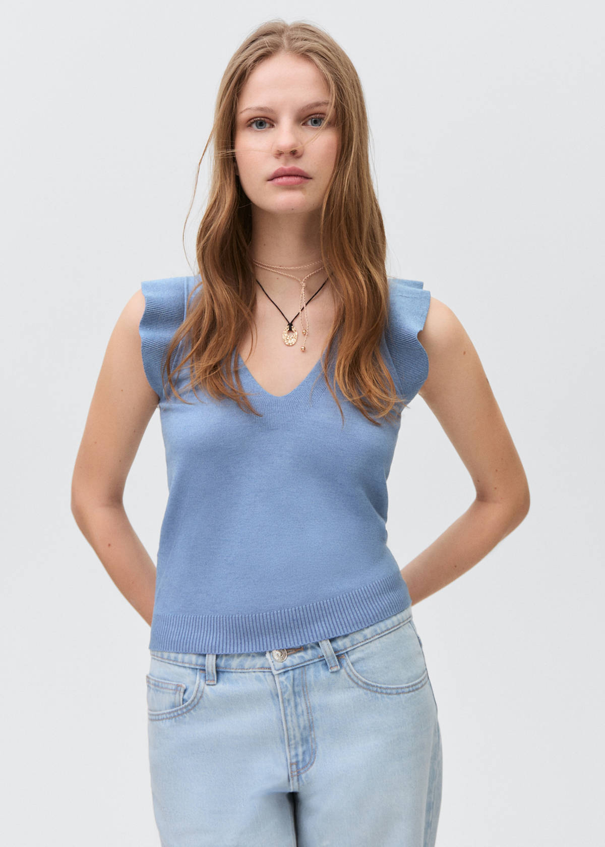 V-neck top — Sky Blue
