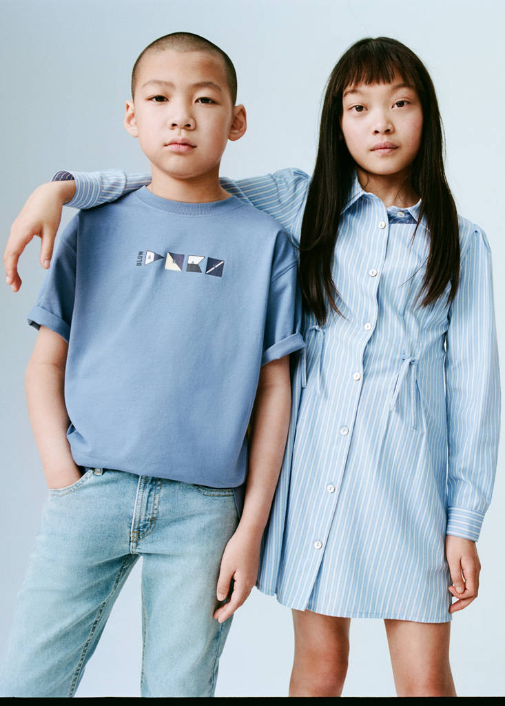 Striped shirt dress — Blue