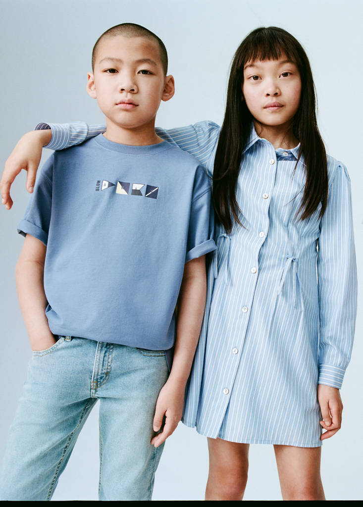 Striped shirt dress — Blue