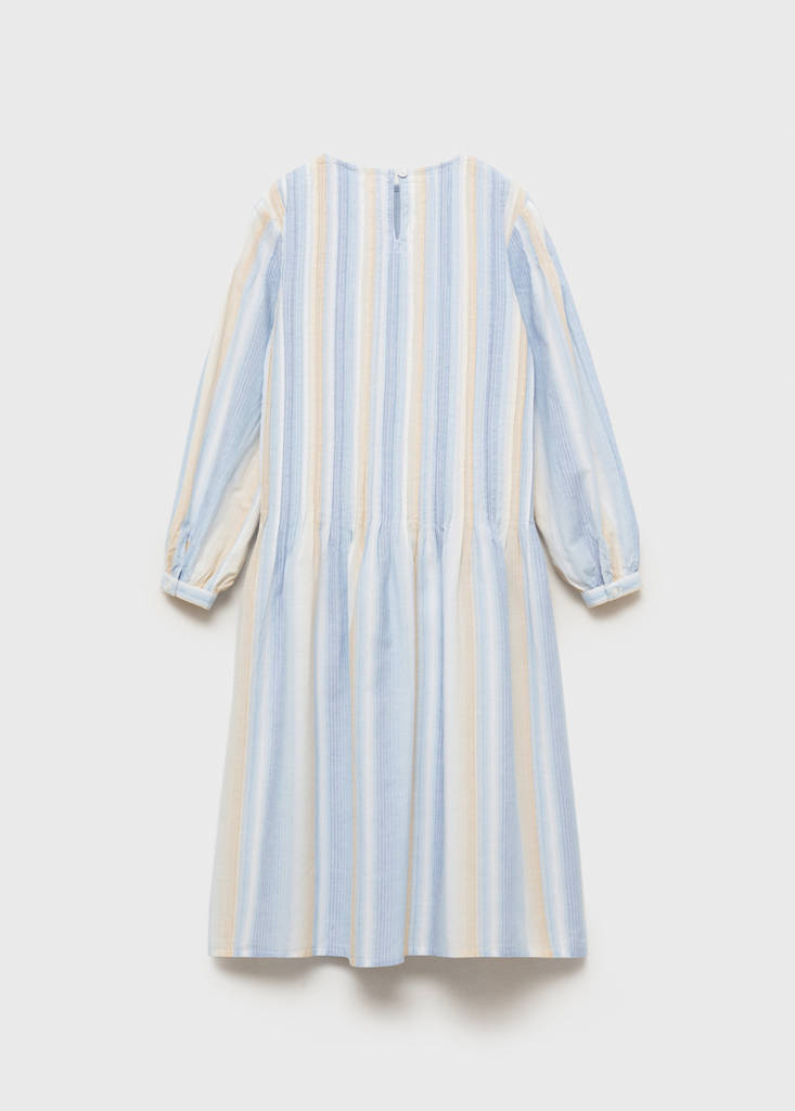 Striped gathered dress — Sky Blue