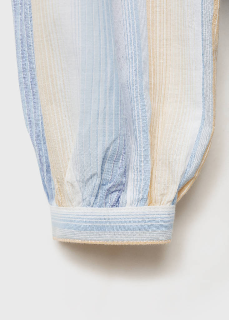Striped gathered dress — Sky Blue