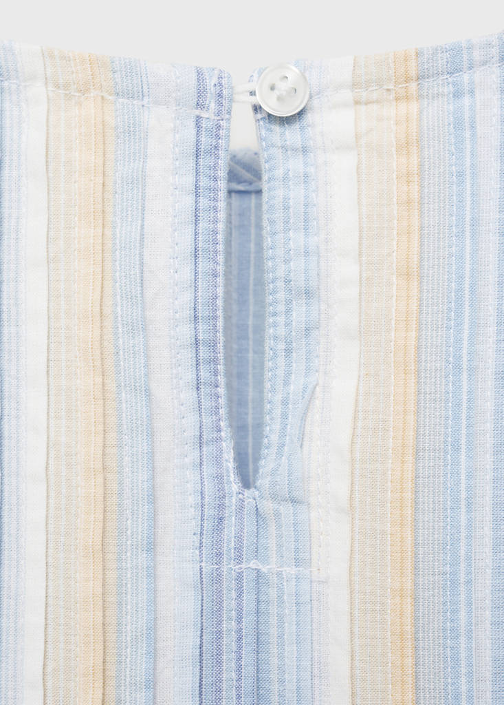 Striped gathered dress — Sky Blue