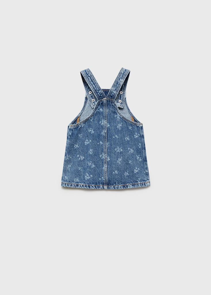 Printed denim pinafore — Medium Blue