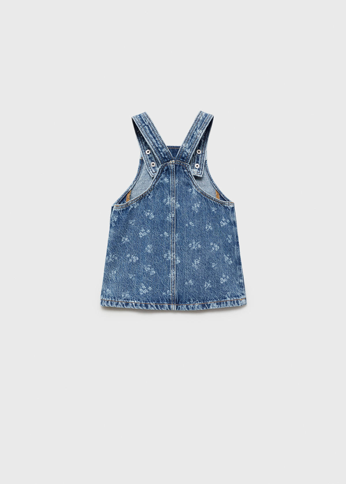 Printed denim pinafore — Medium Blue